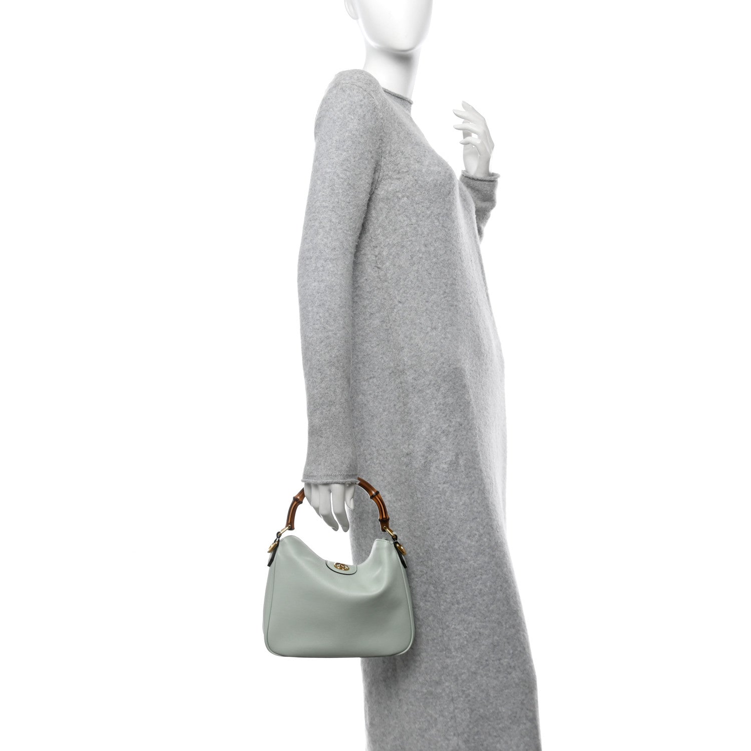 Softy Wonka Textured Dollar Calfskin Small Diana Shoulder Bag Pale Green