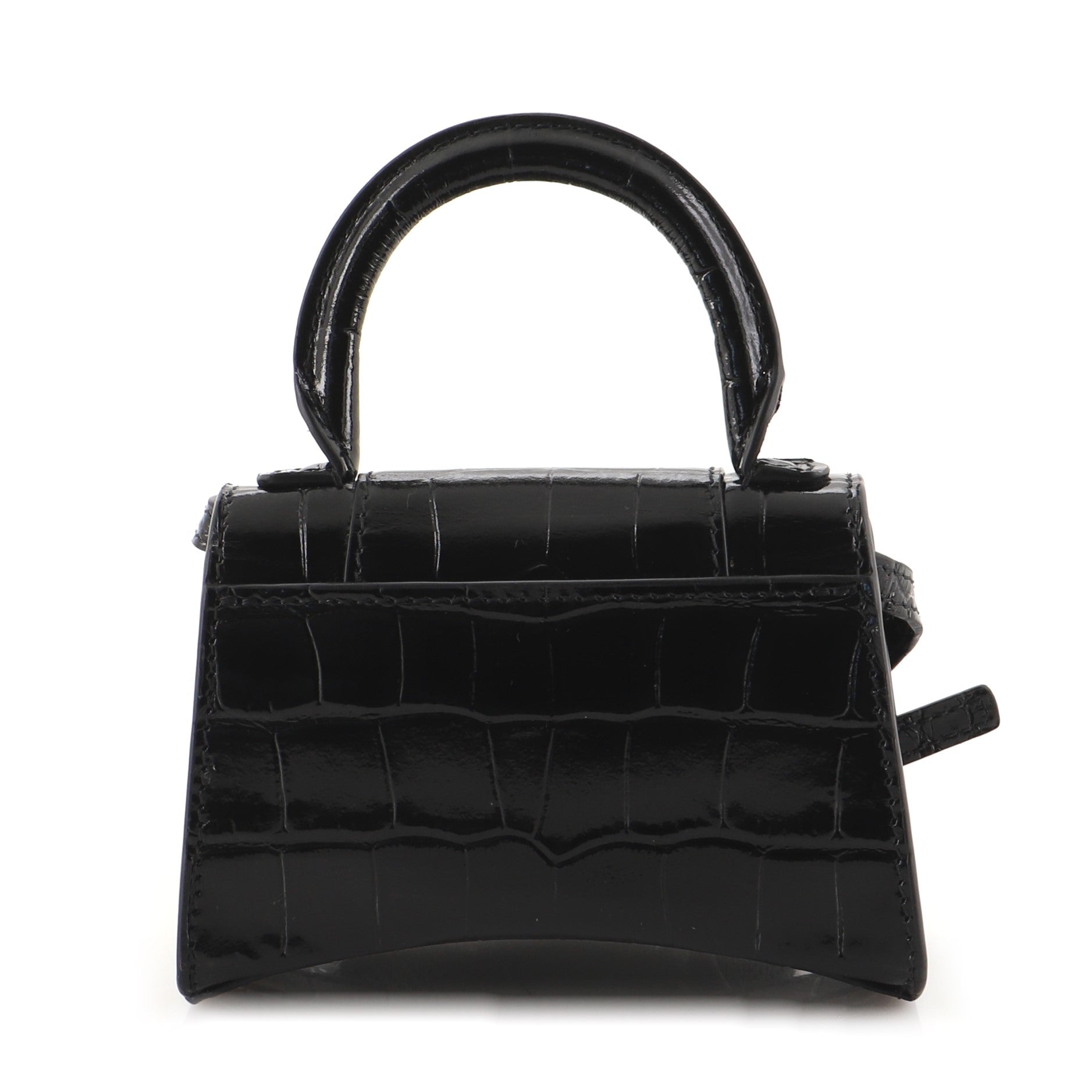Hourglass Top Handle Bag Crocodile Embossed Leather Mini