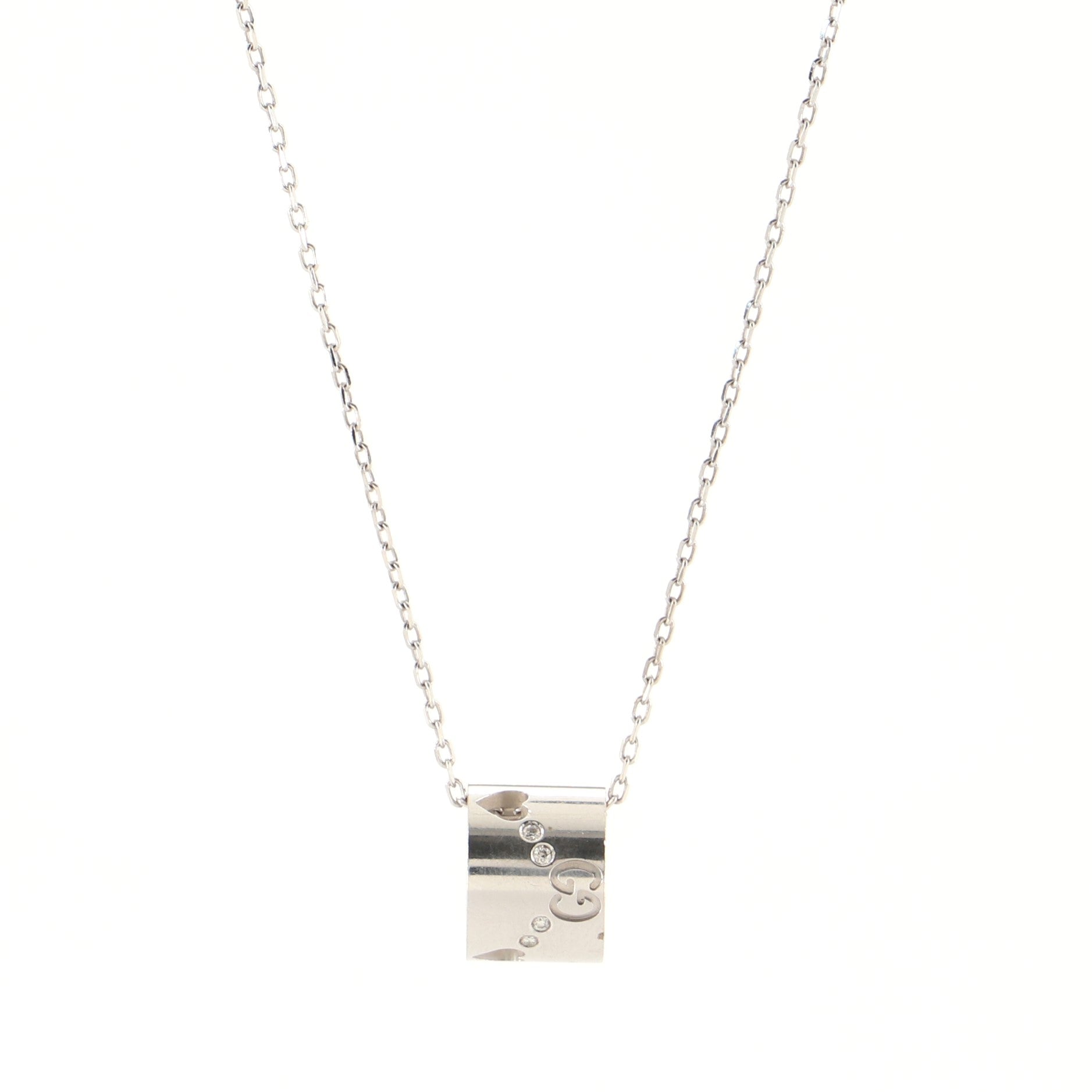 Icon Twirl Pendant Necklace 18K White Gold with Diamond