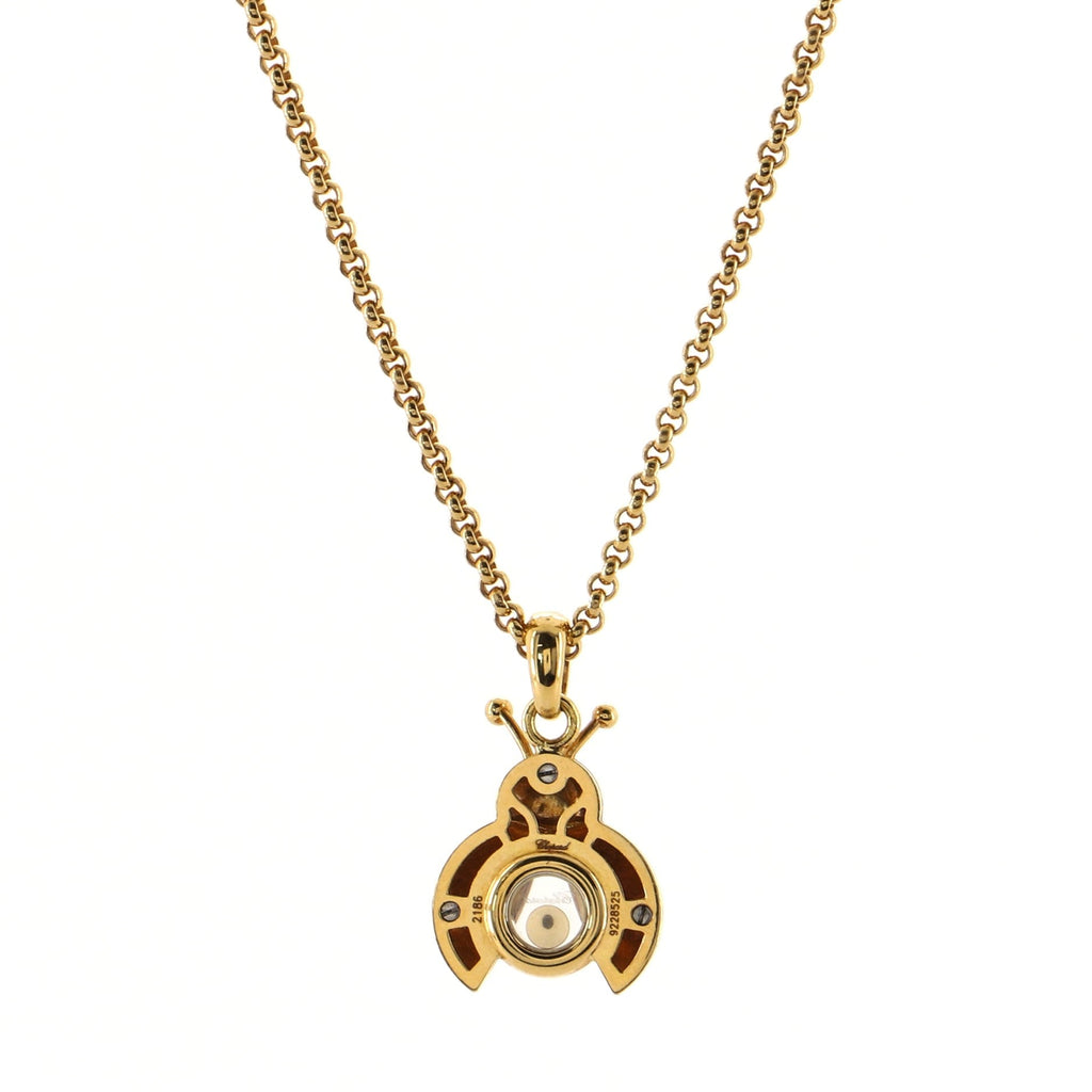 Happy Ladybug Pendant Necklace 18K Rose Gold with Diamonds