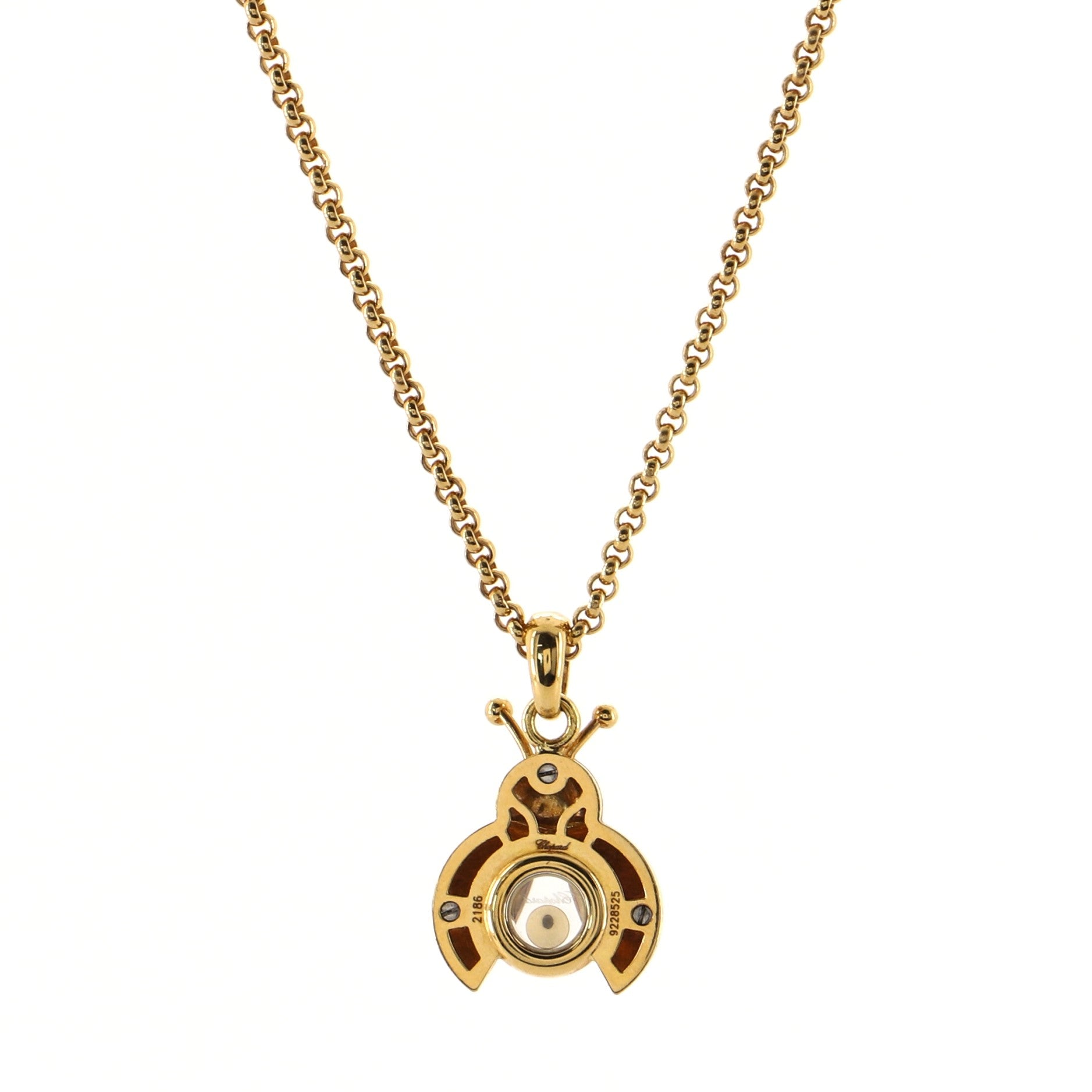 Happy Ladybug Pendant Necklace 18K Rose Gold with Diamonds