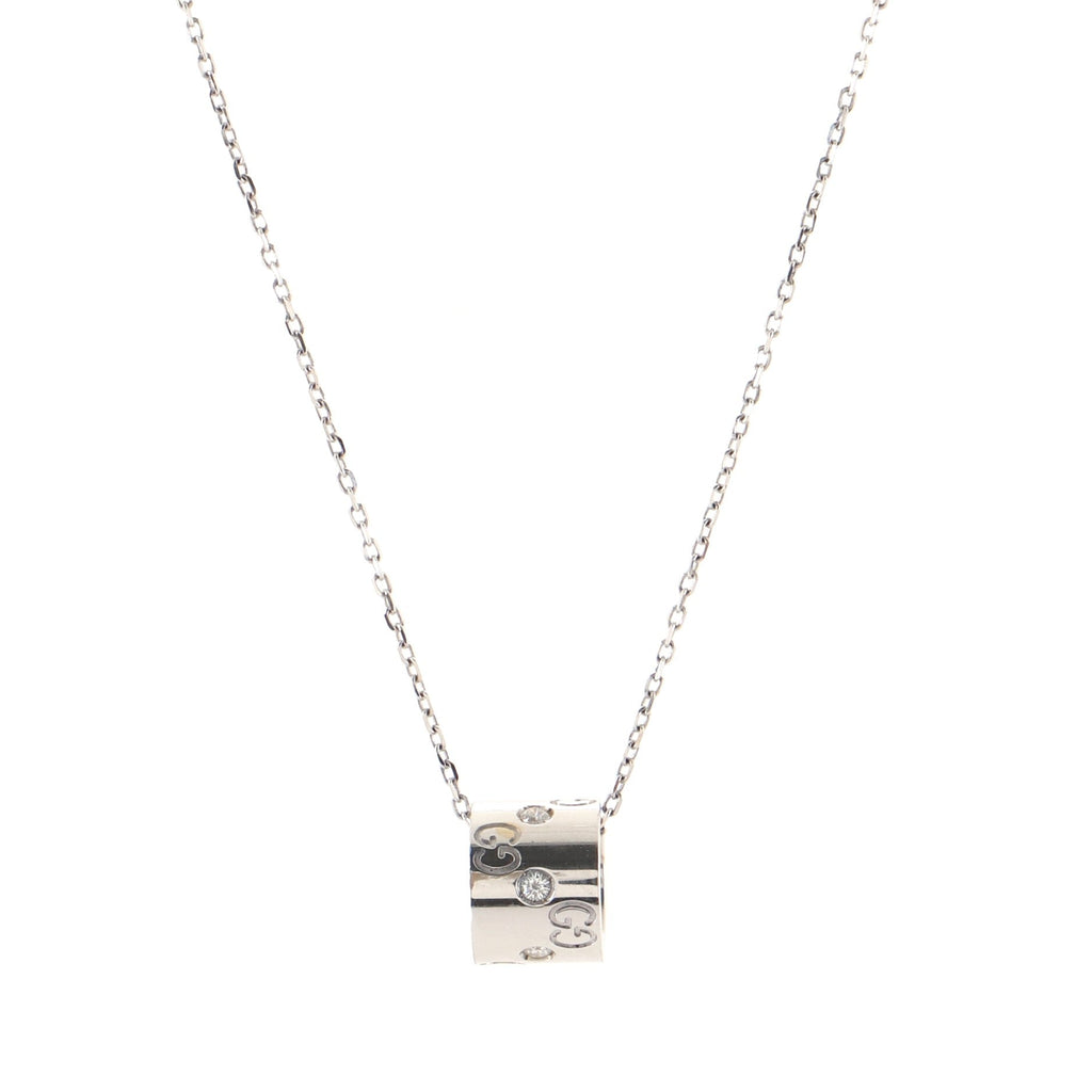 Icon Twirl Pendant Necklace 18K White Gold with Diamond