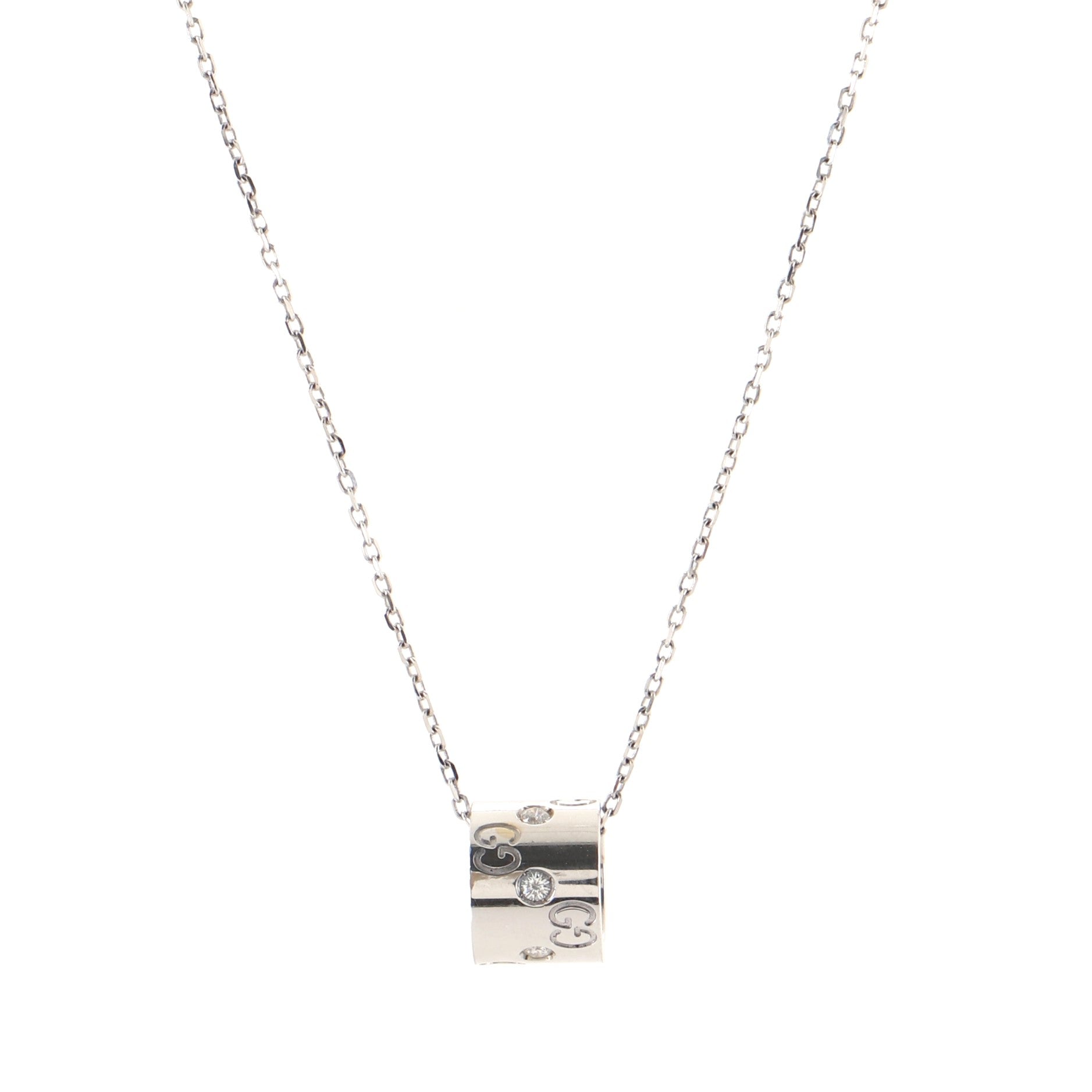 Icon Twirl Pendant Necklace 18K White Gold with Diamond