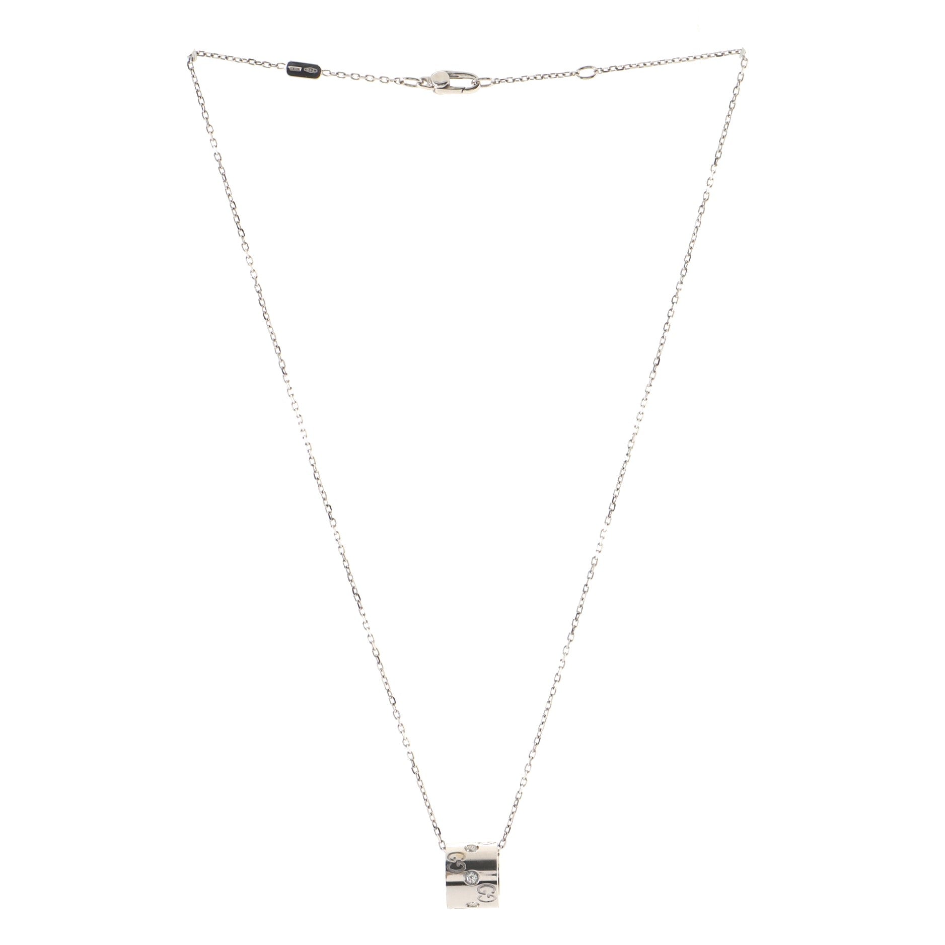 Icon Twirl Pendant Necklace 18K White Gold with Diamond