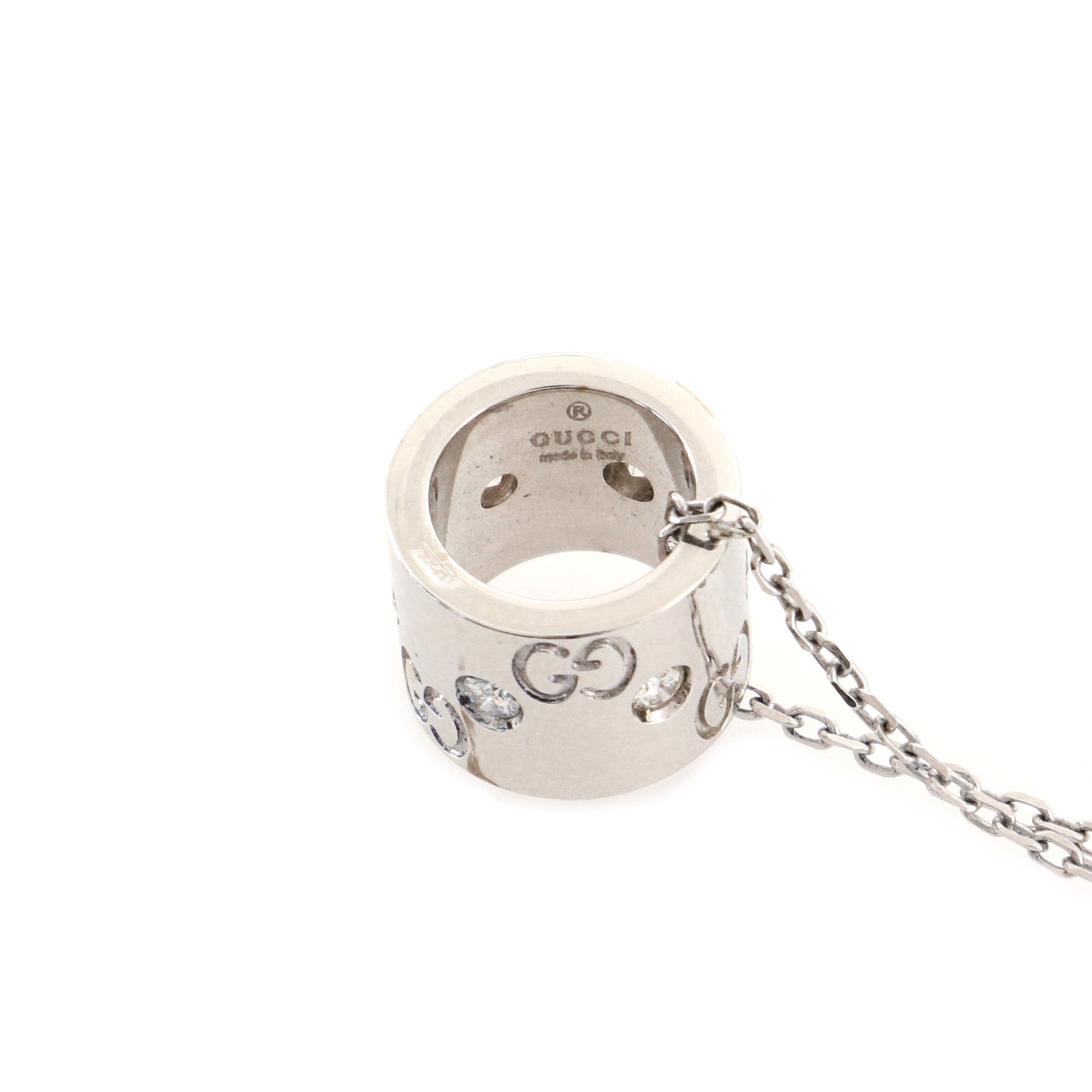 Icon Twirl Pendant Necklace 18K White Gold with Diamond