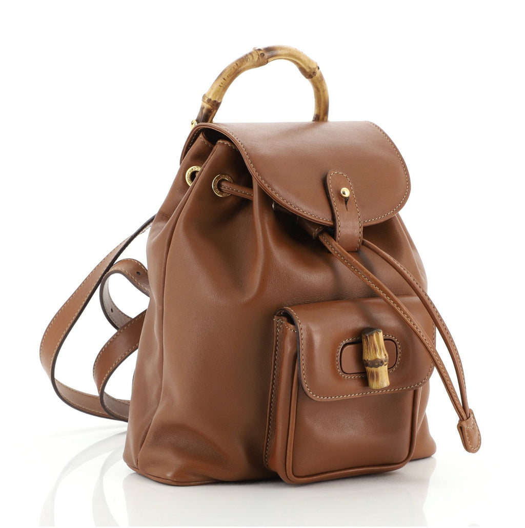 Vintage Bamboo Backpack Leather Mini