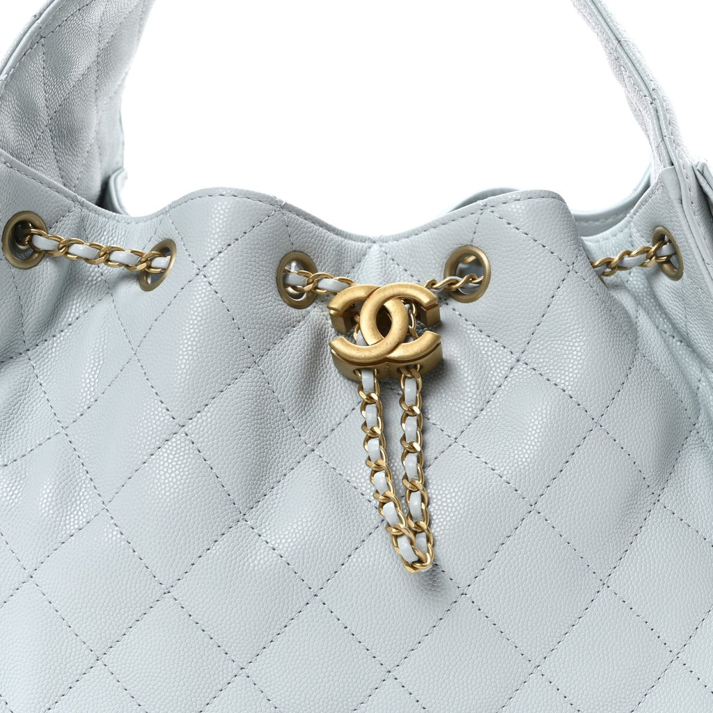 Caviar Quilted Small Chanel 25 Handbag Light Blue
