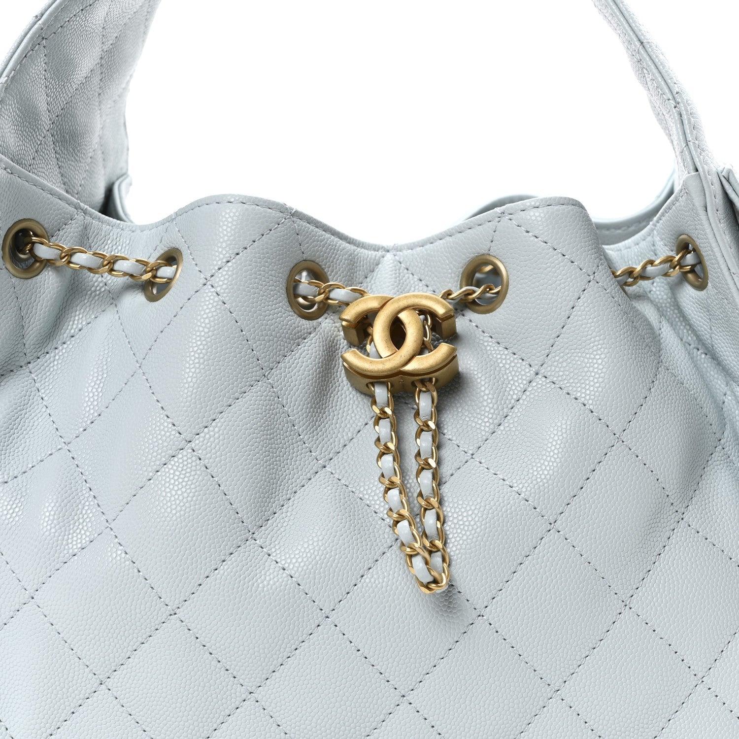 Caviar Quilted Small Chanel 25 Handbag Light Blue