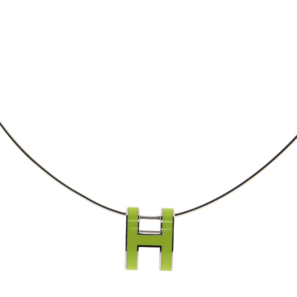 Pop H Pendant Cord Necklace Metal and Enamel
