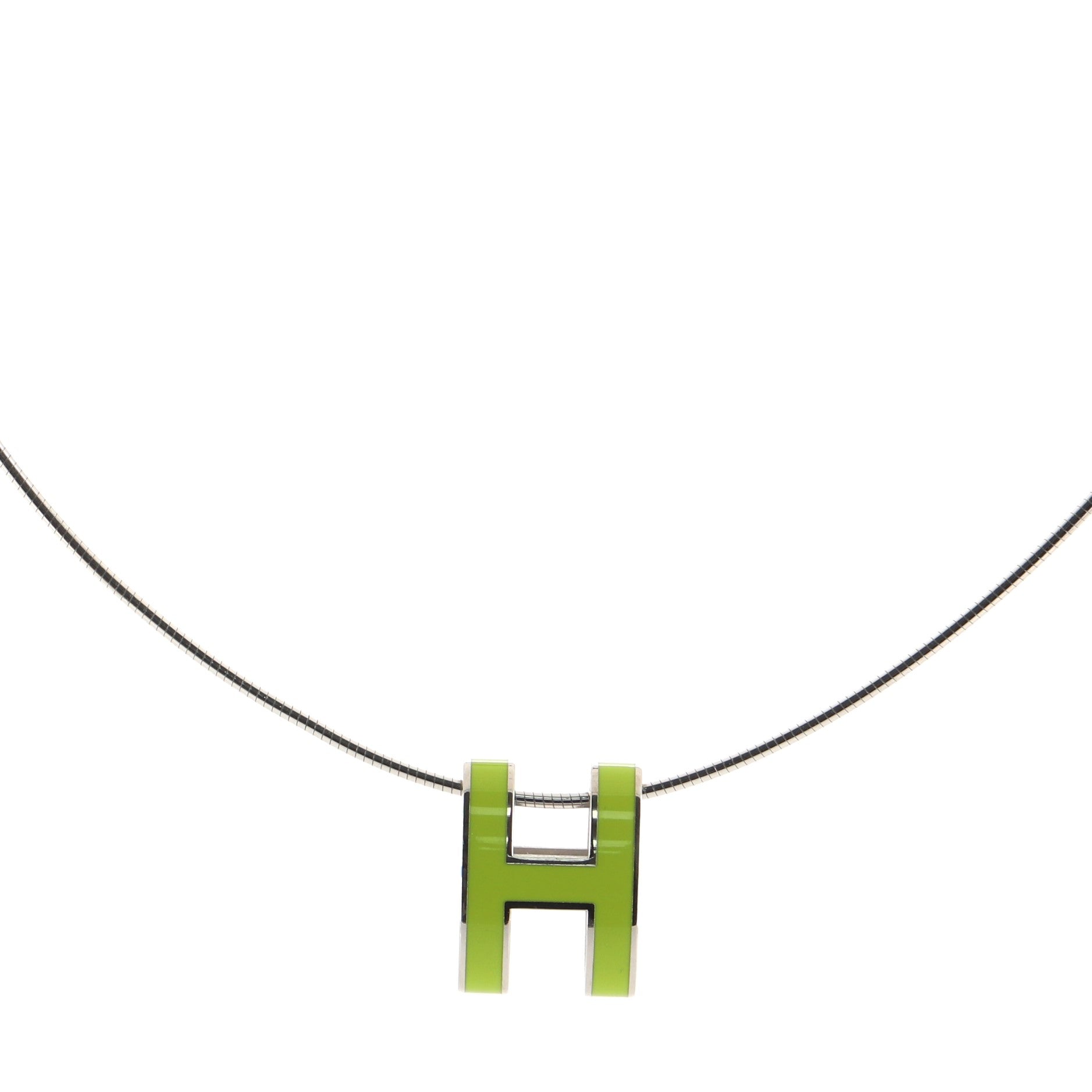 Pop H Pendant Cord Necklace Metal and Enamel