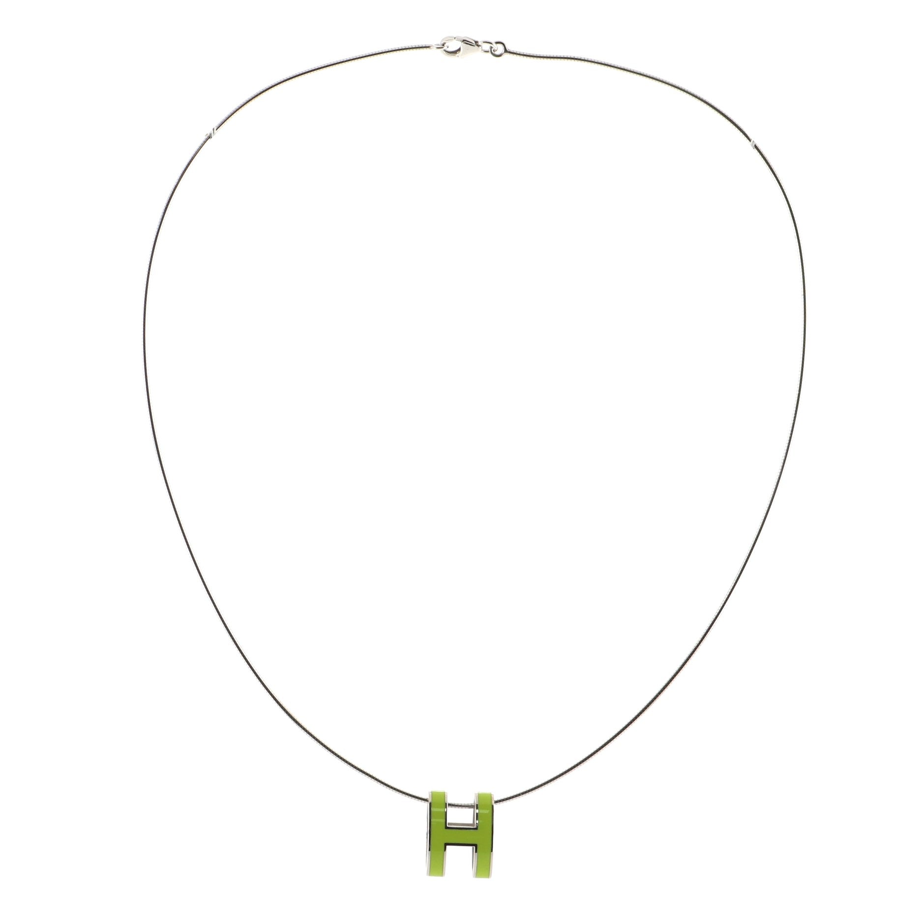 Pop H Pendant Cord Necklace Metal and Enamel
