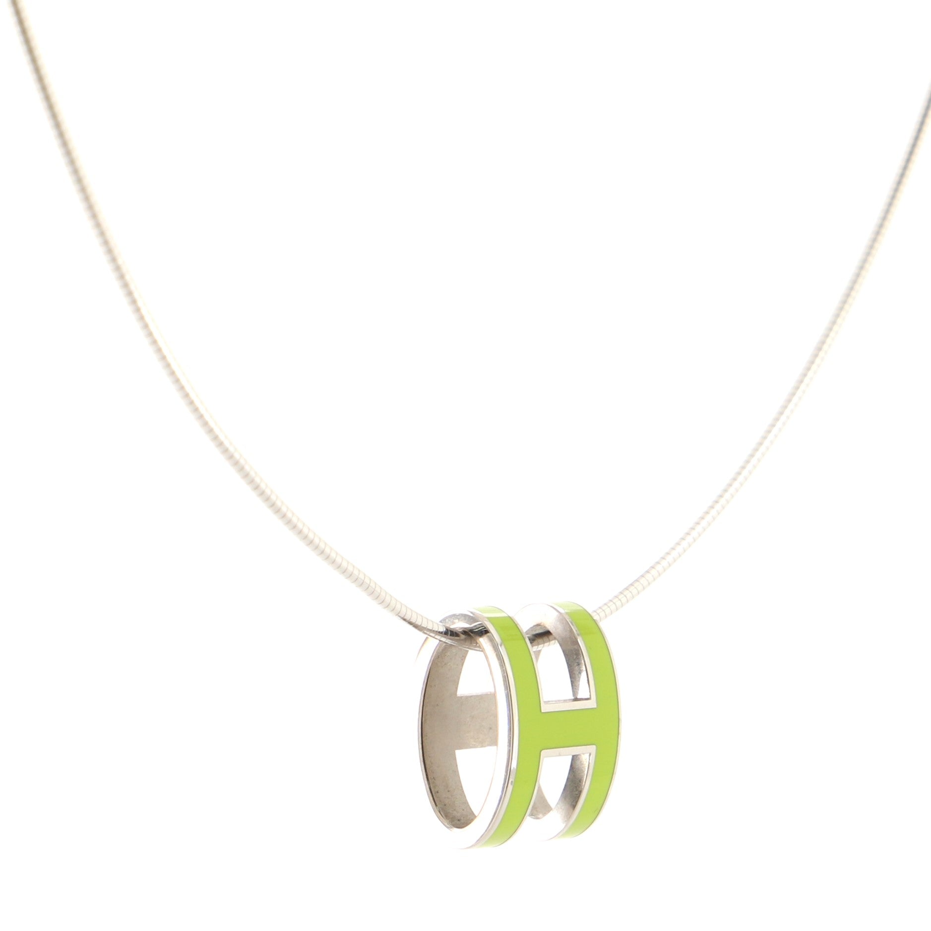 Pop H Pendant Cord Necklace Metal and Enamel