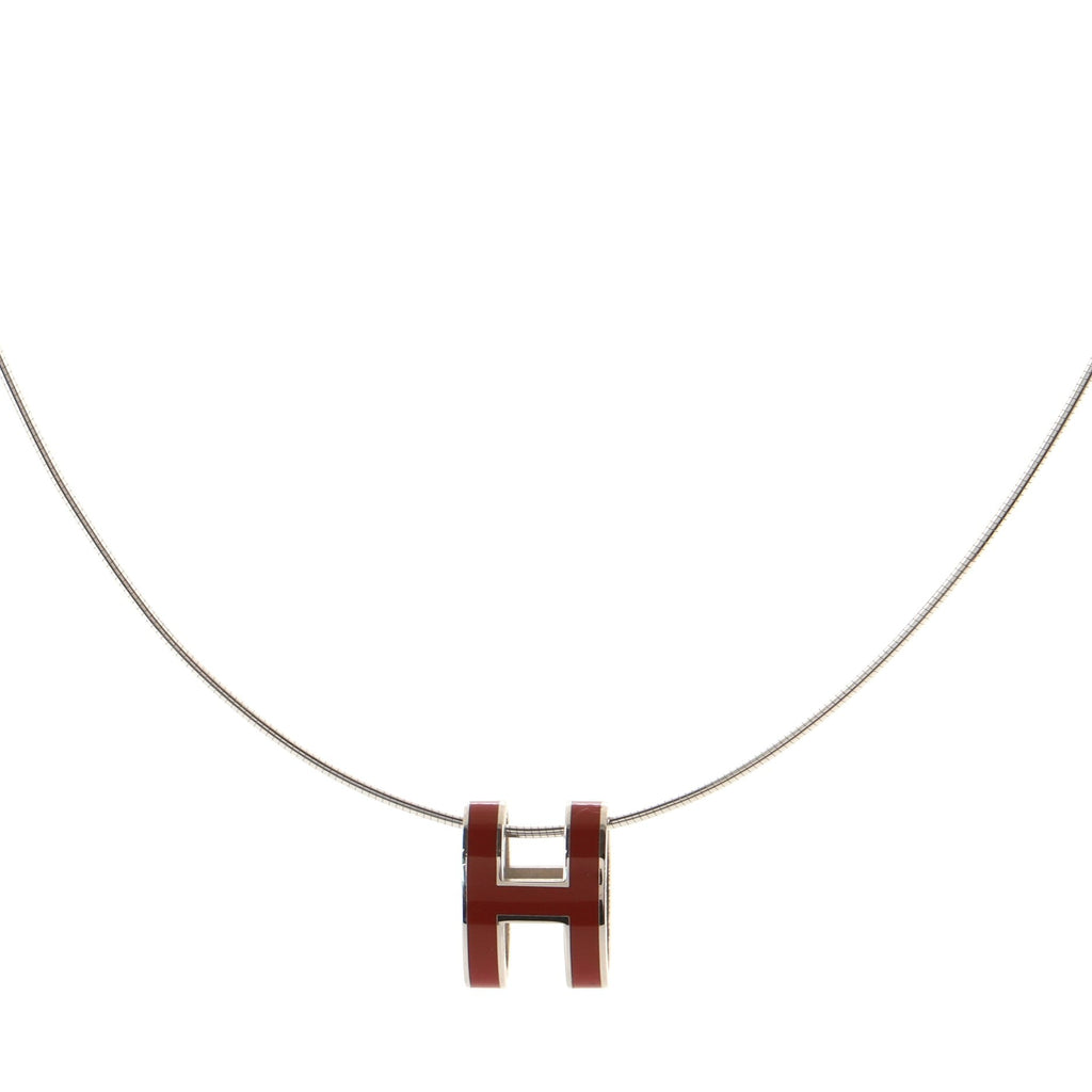 Pop H Pendant Cord Necklace Metal and Enamel
