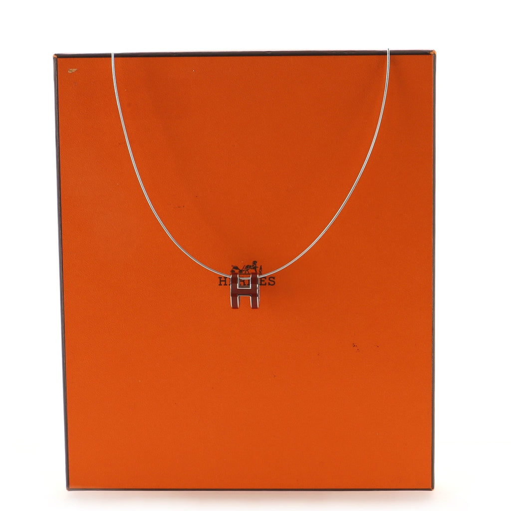 Pop H Pendant Cord Necklace Metal and Enamel