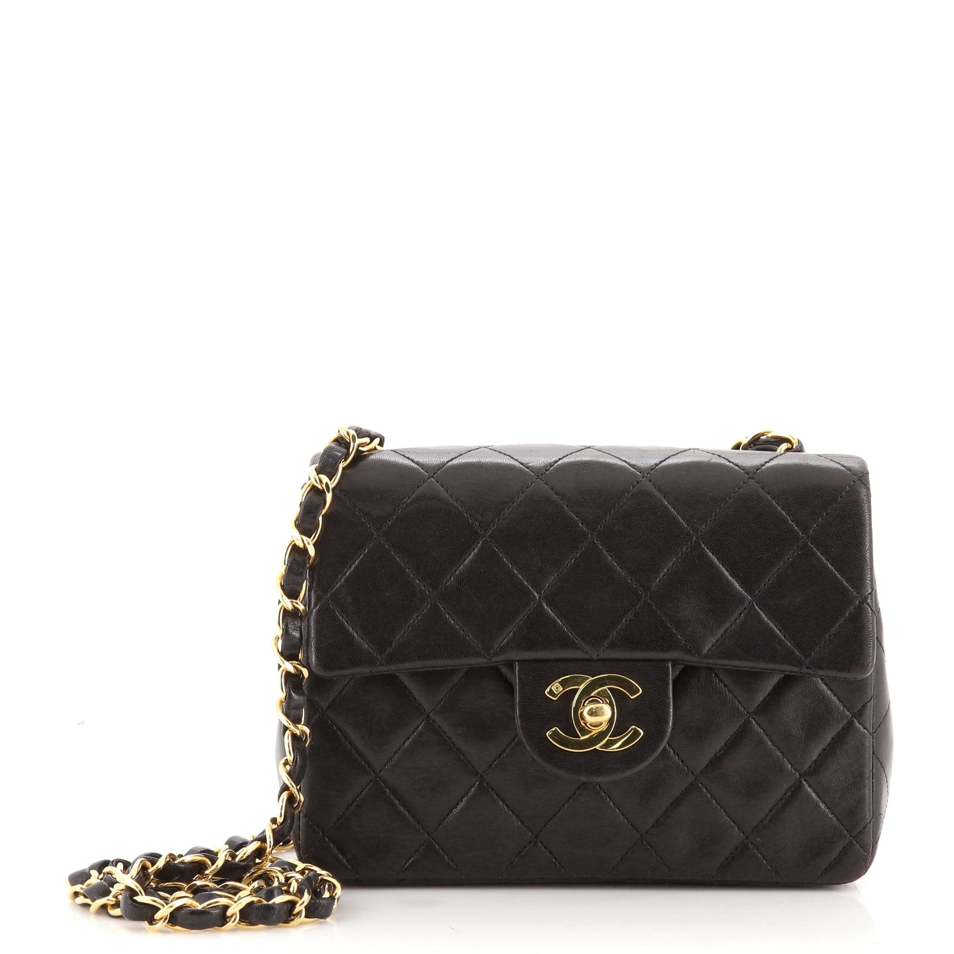 Vintage Square Classic Single Flap Bag Quilted Lambskin Mini
