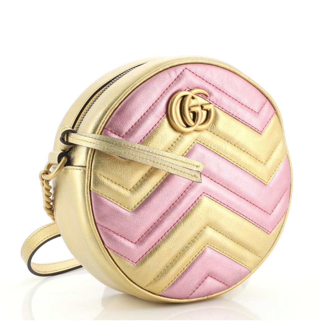 GG Marmont Round Shoulder Bag Matelasse Leather Mini