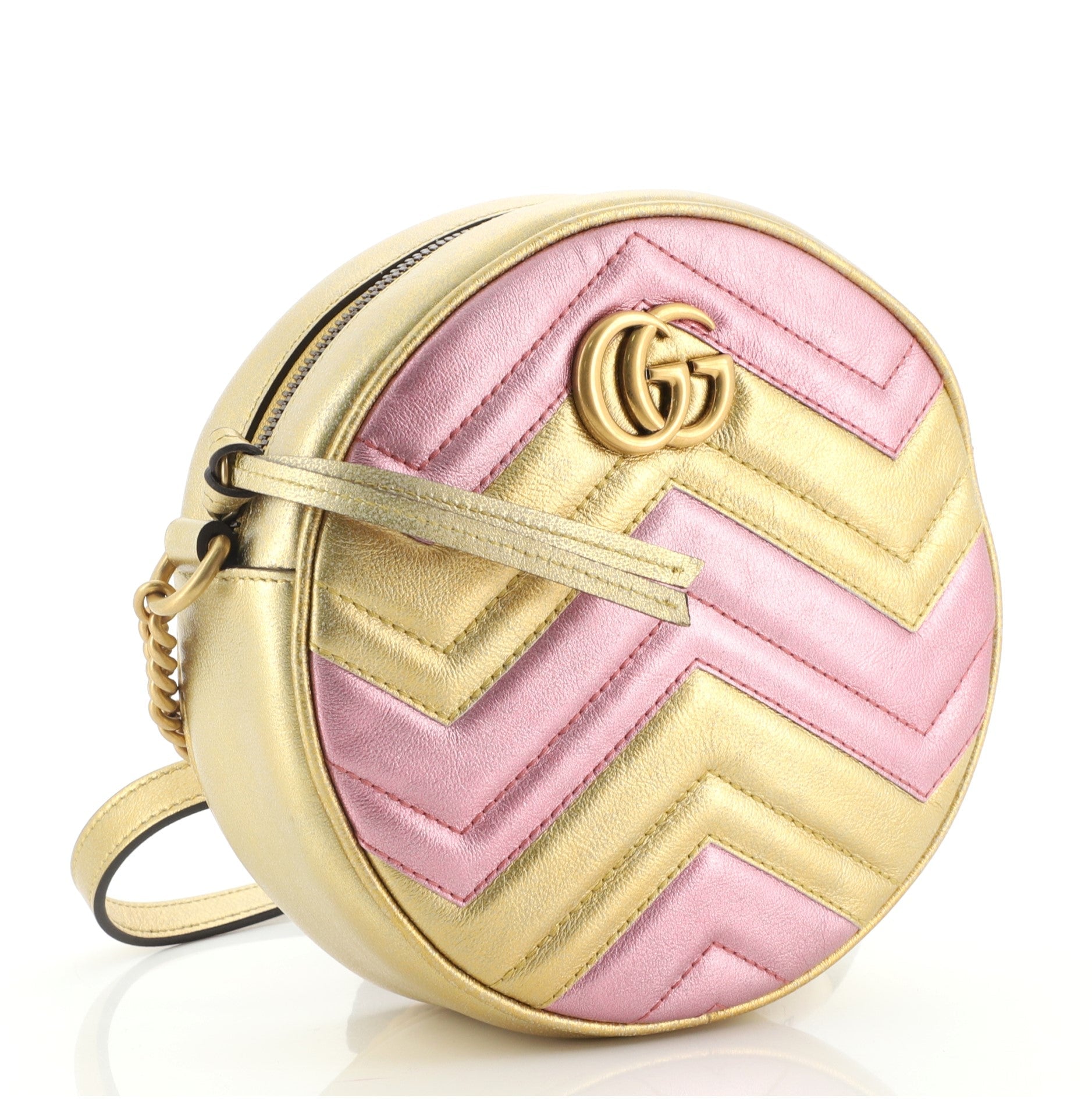 GG Marmont Round Shoulder Bag Matelasse Leather Mini