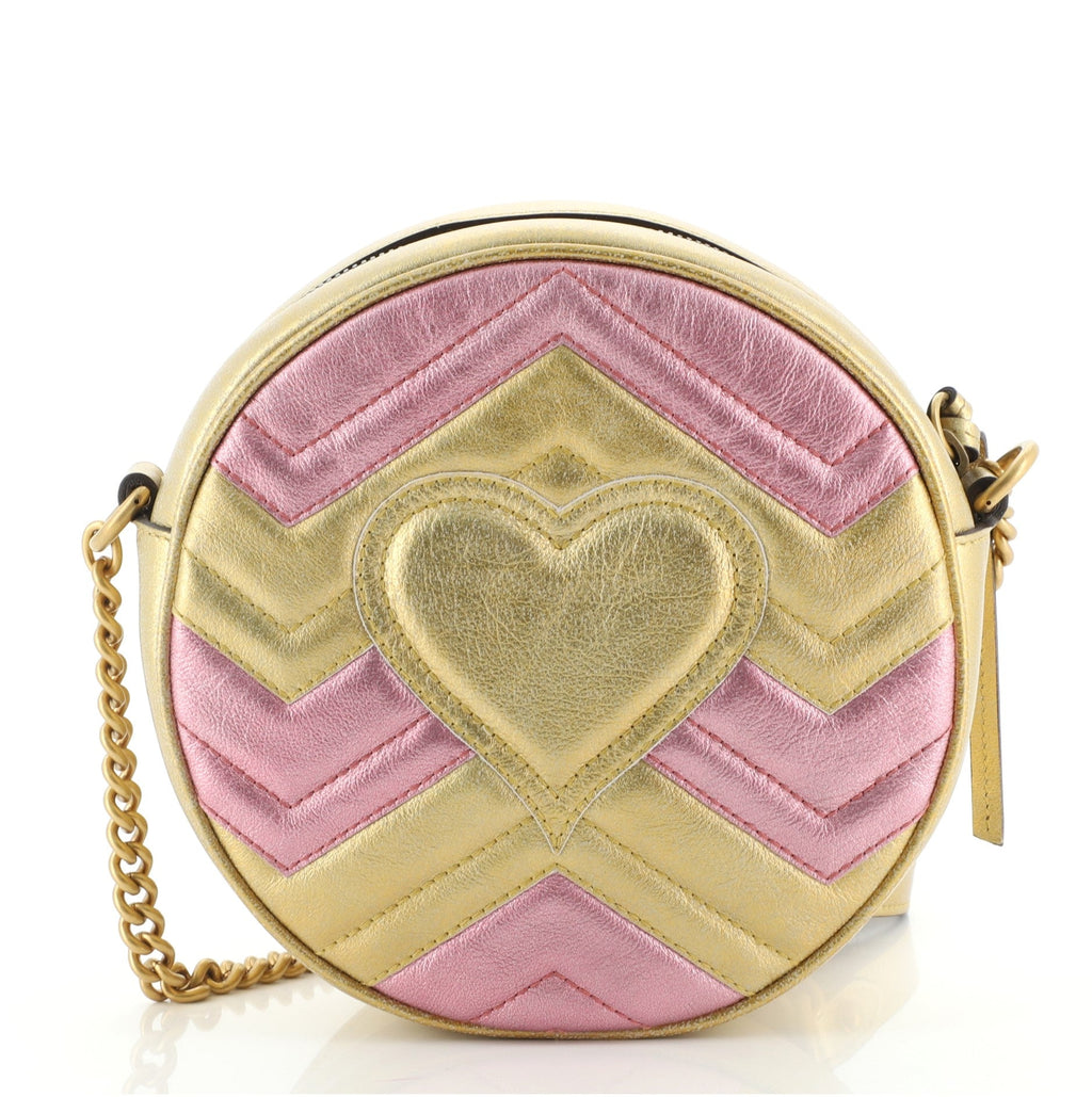GG Marmont Round Shoulder Bag Matelasse Leather Mini
