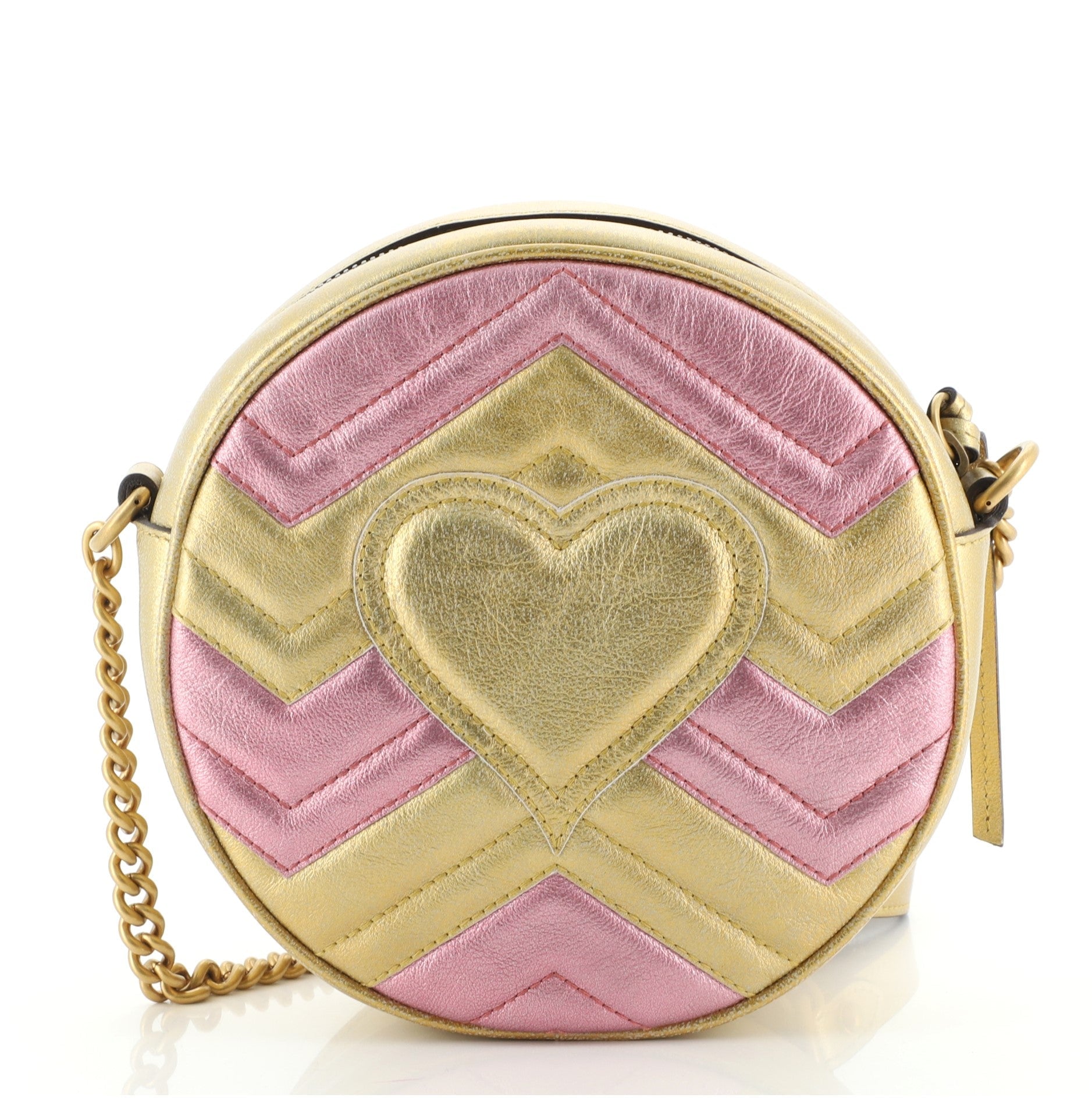GG Marmont Round Shoulder Bag Matelasse Leather Mini