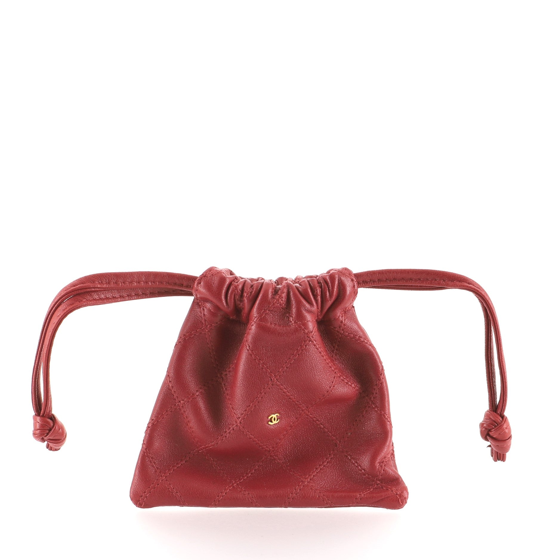 Vintage Drawstring Pouch Quilted Lambskin Mini