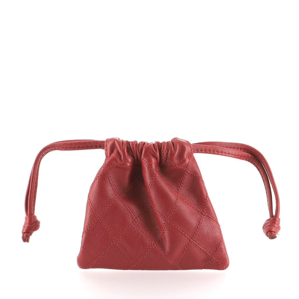Vintage Drawstring Pouch Quilted Lambskin Mini