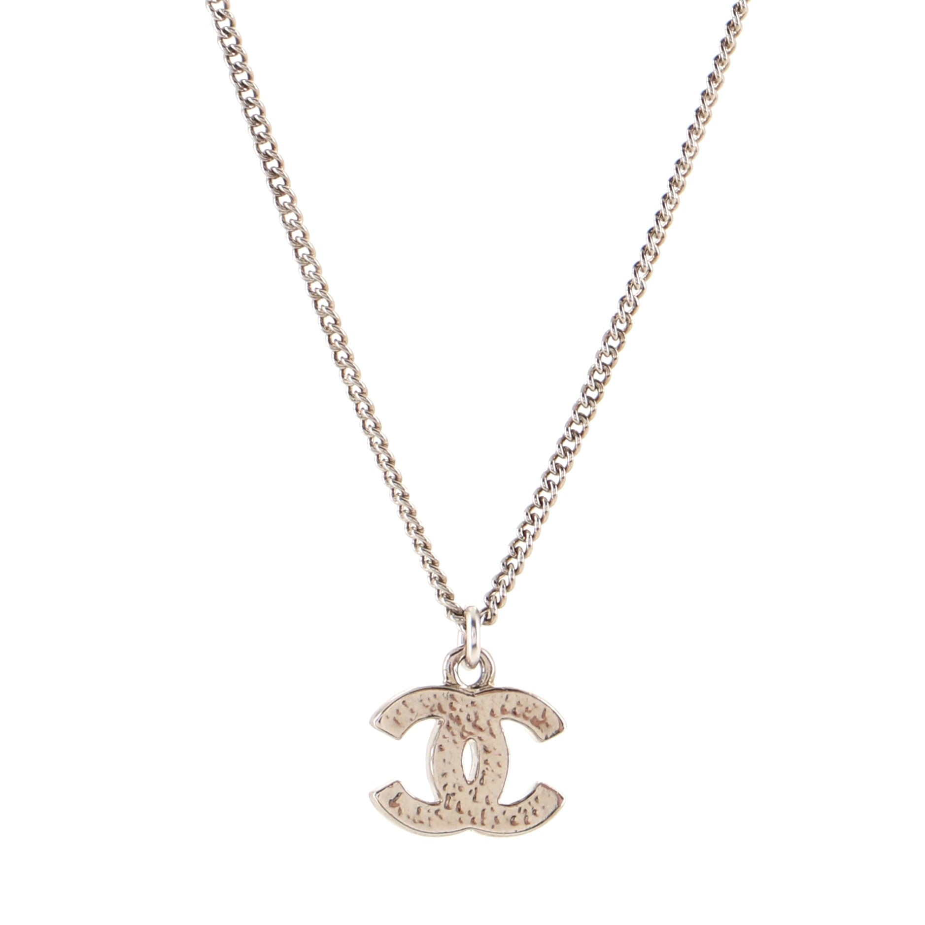 CC Pendant Necklace Crystal Embellished Metal