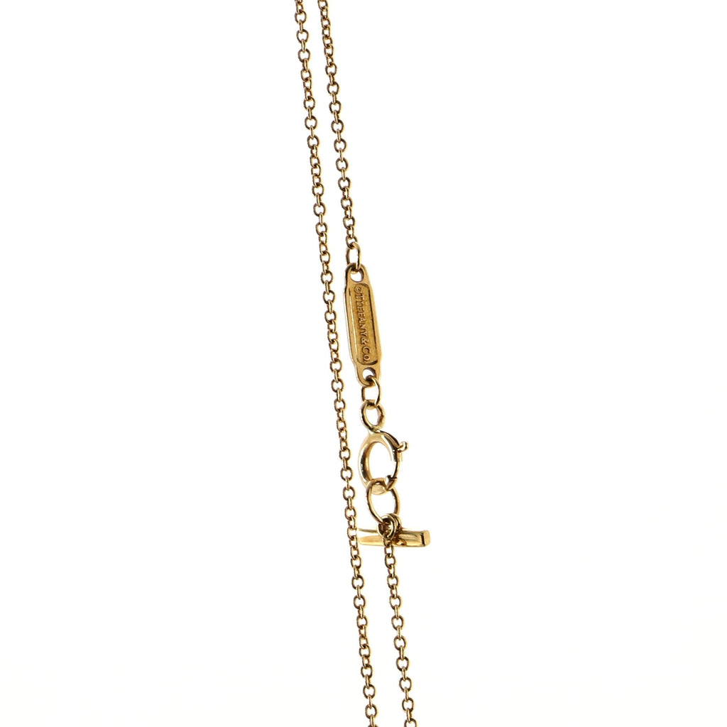 T Open Horizontal Bar Pendant Necklace 18K Yellow Gold with Diamond