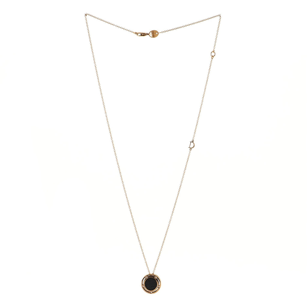 D.Side Pendant Necklace 18K Rose Gold with Onyx and Diamonds