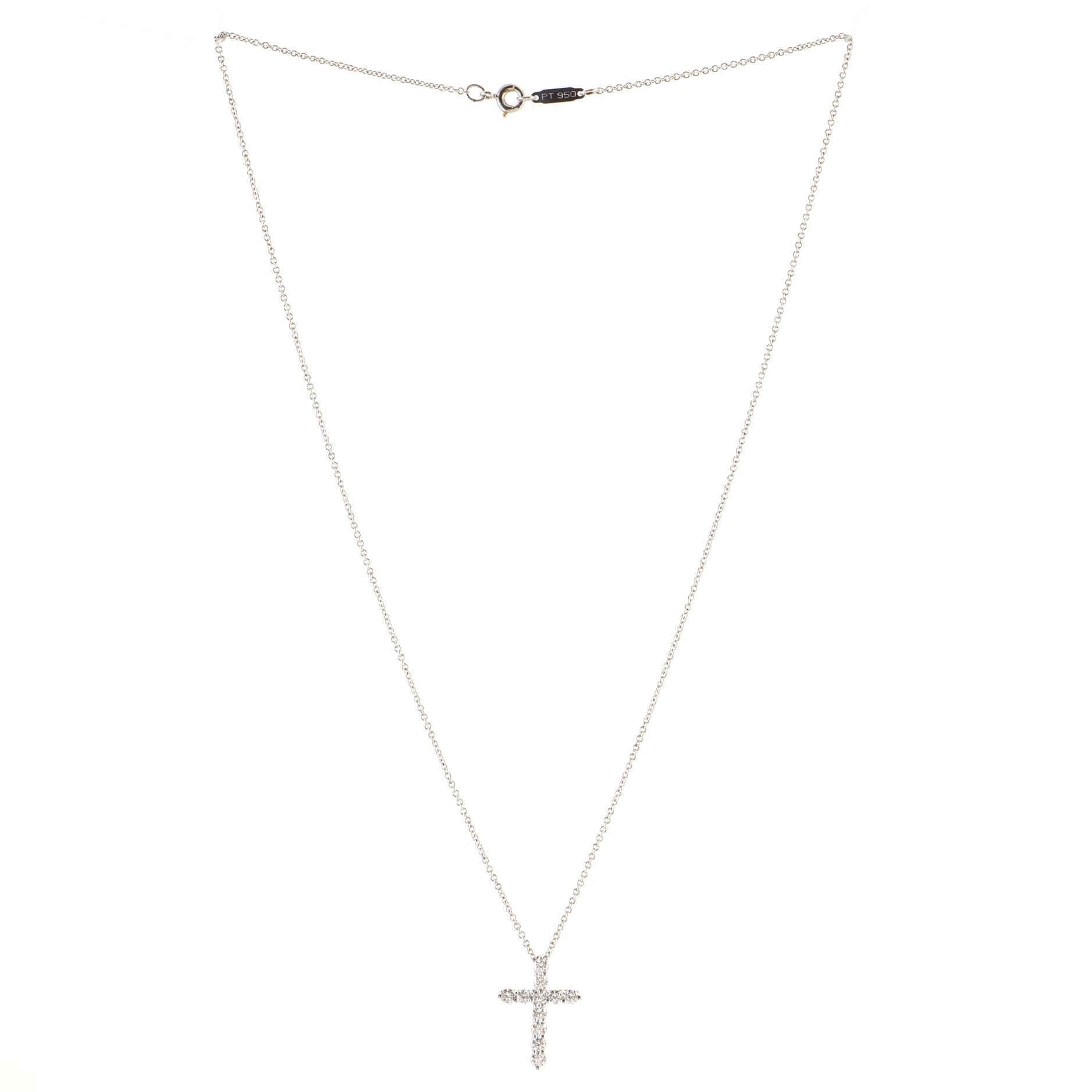 Cross Pendant Necklace Platinum and Diamonds Small