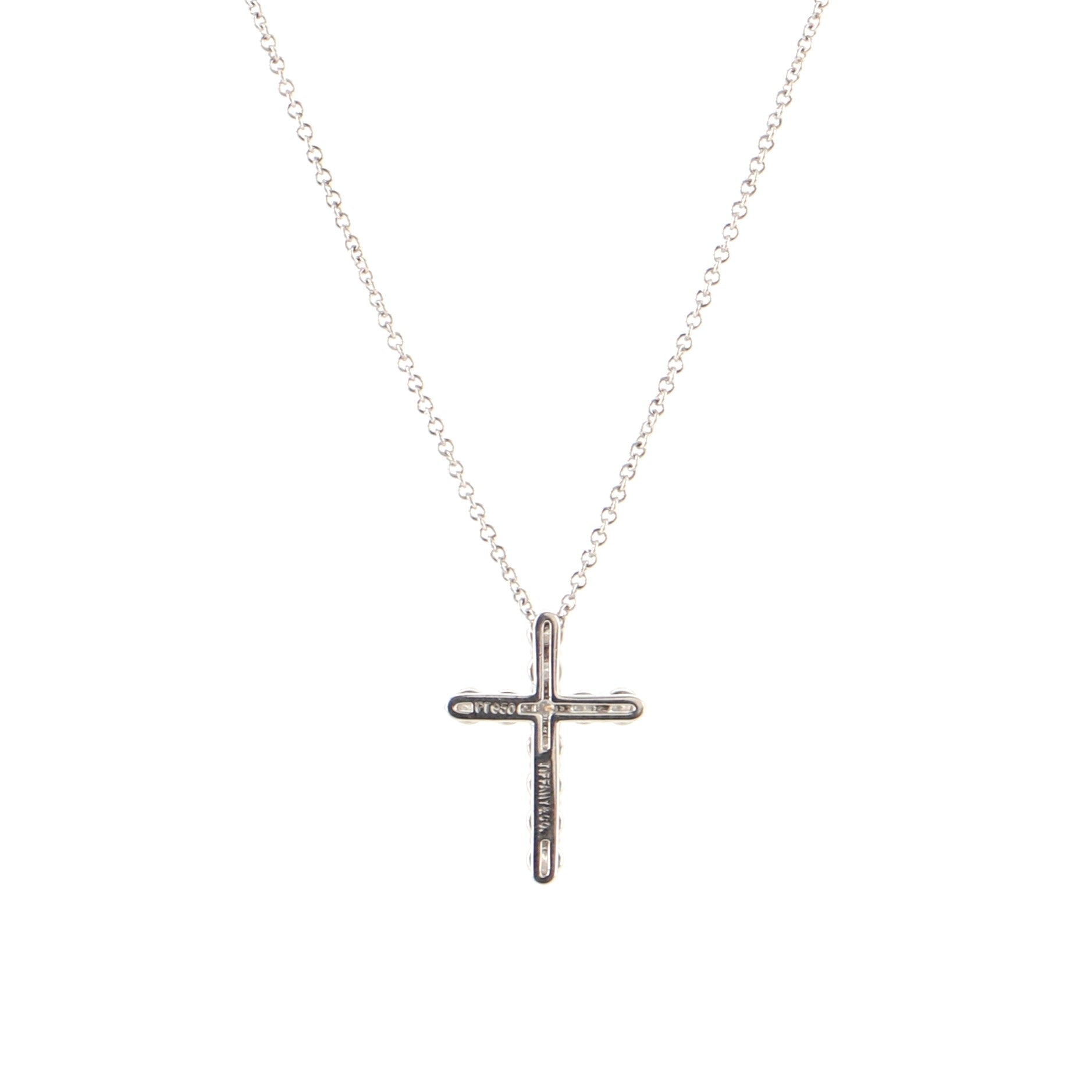 Cross Pendant Necklace Platinum and Diamonds Small