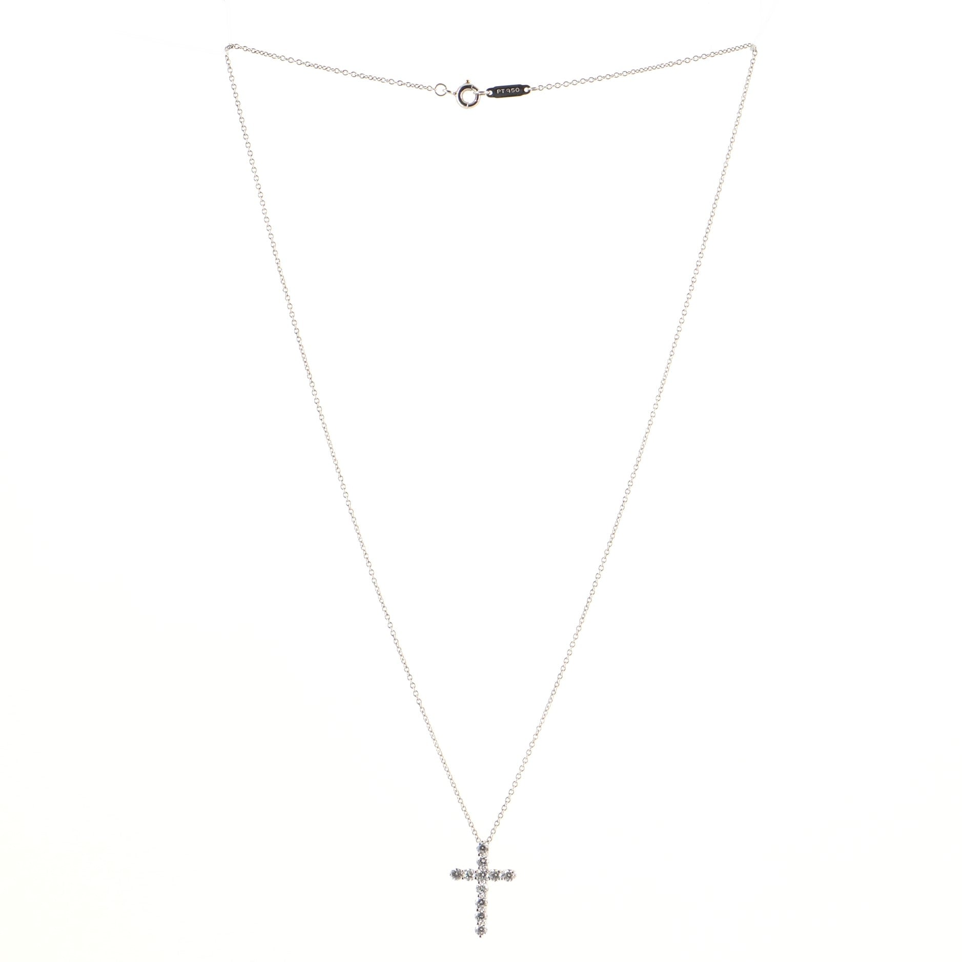 Cross Pendant Necklace Platinum and Diamonds Small