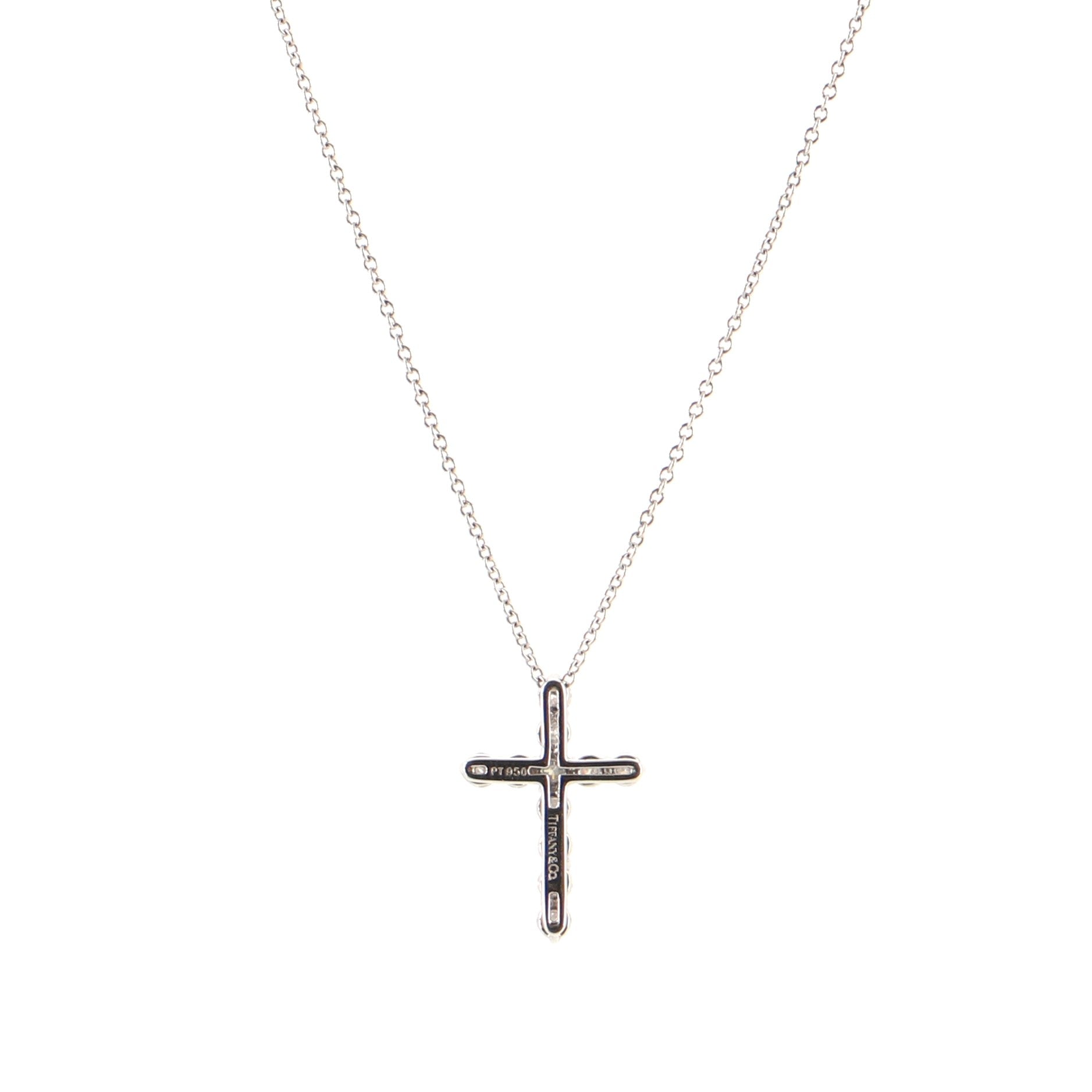 Cross Pendant Necklace Platinum and Diamonds Small