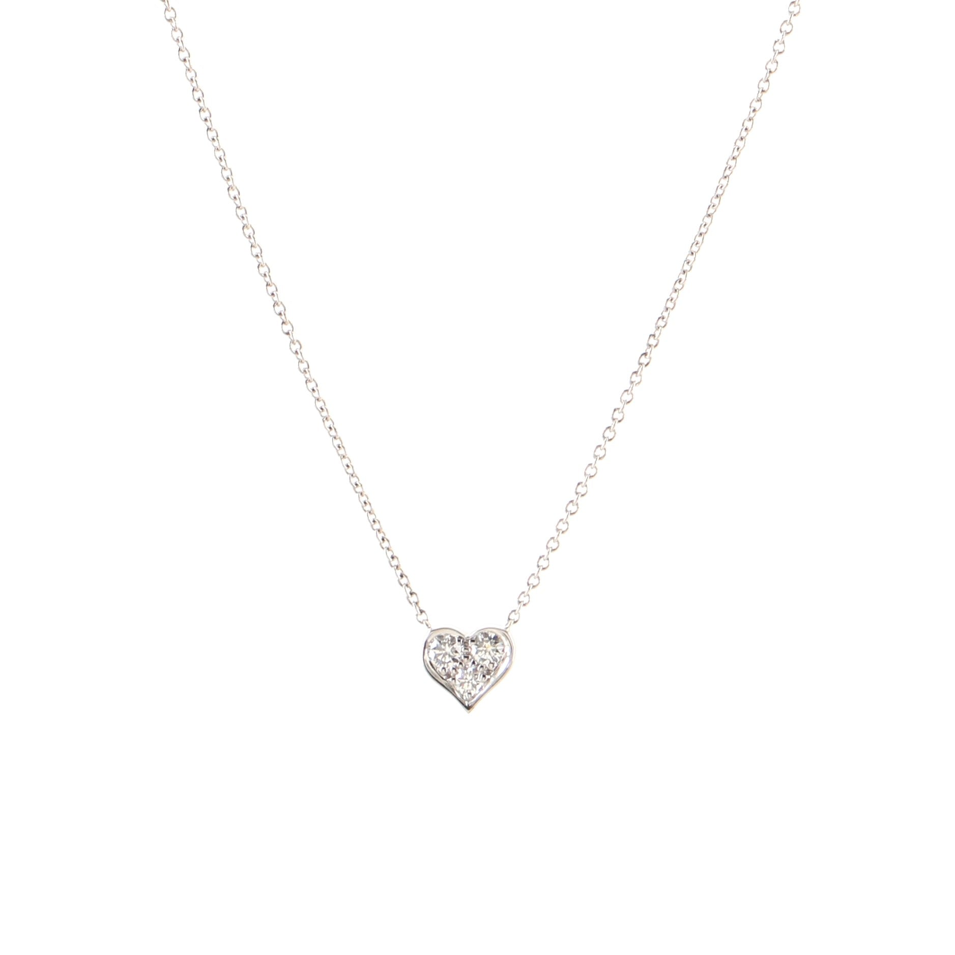 Heart 3 Diamond Pendant Necklace Platinum with Diamonds