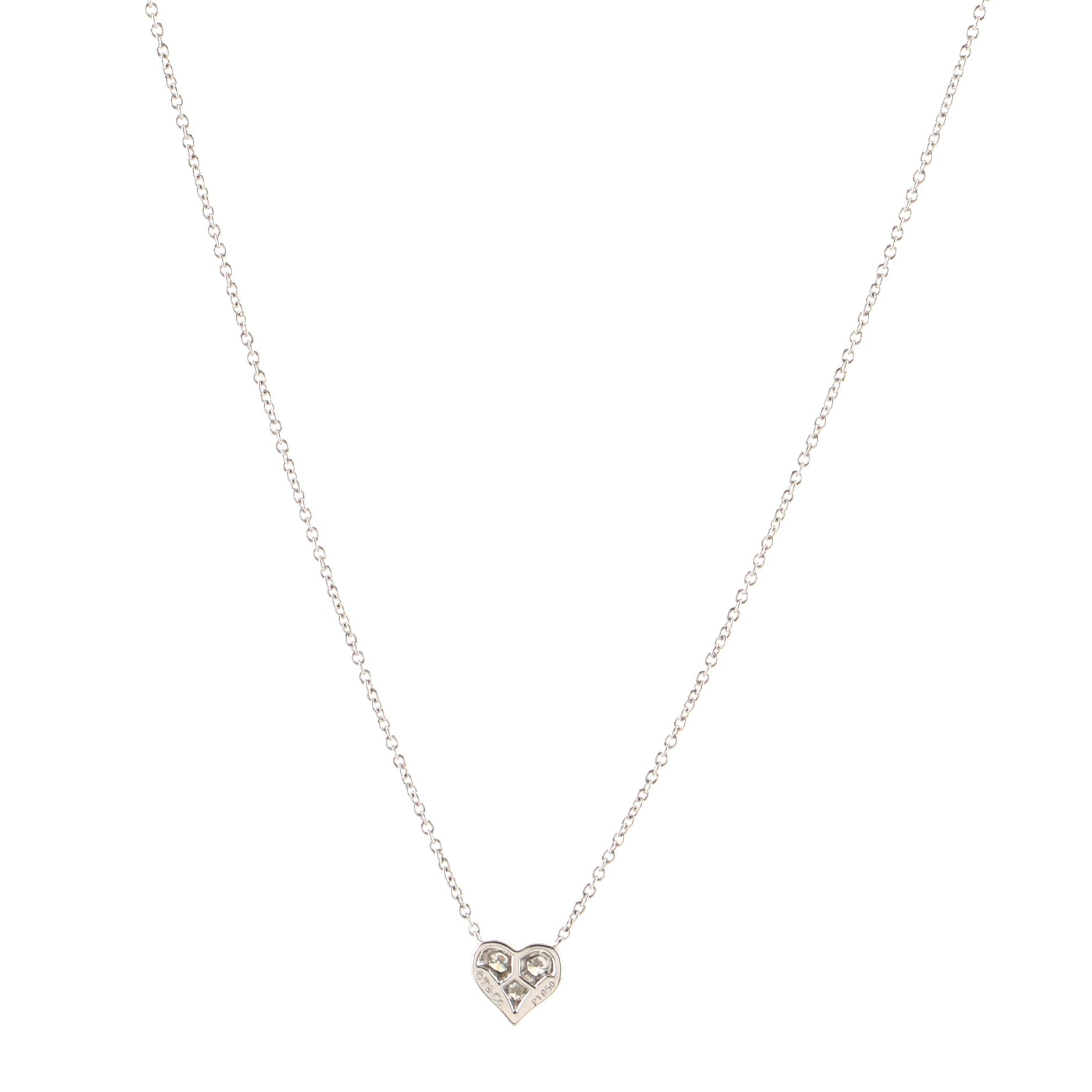 Heart 3 Diamond Pendant Necklace Platinum with Diamonds