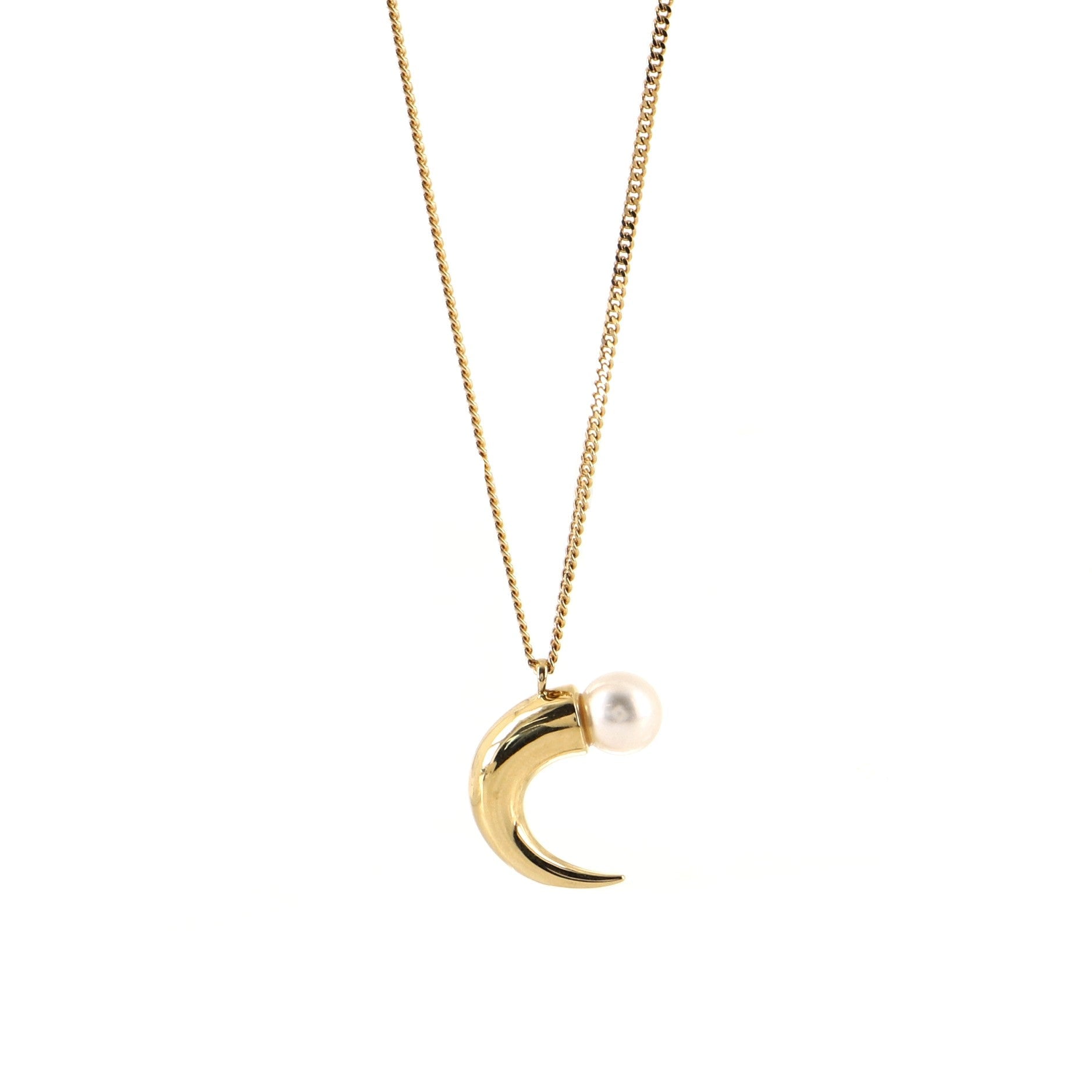 Refined Rebellion Horn Pendant Necklace 18K Yellow Gold
