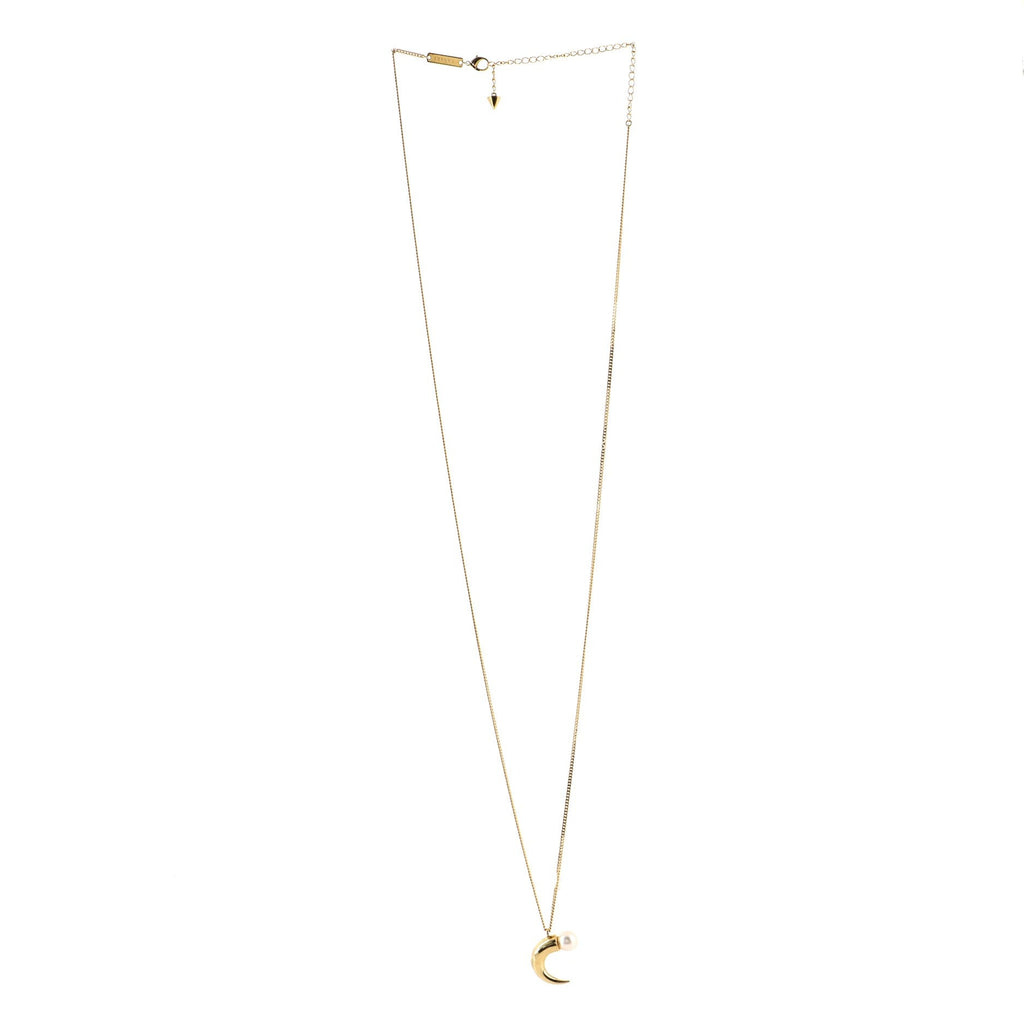 Refined Rebellion Horn Pendant Necklace 18K Yellow Gold