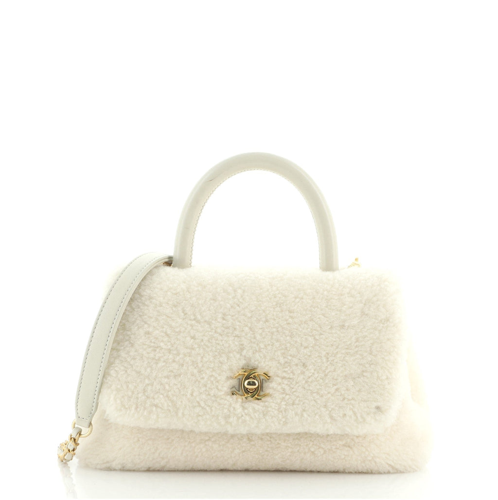 Coco Top Handle Bag Chevron Shearling Mini