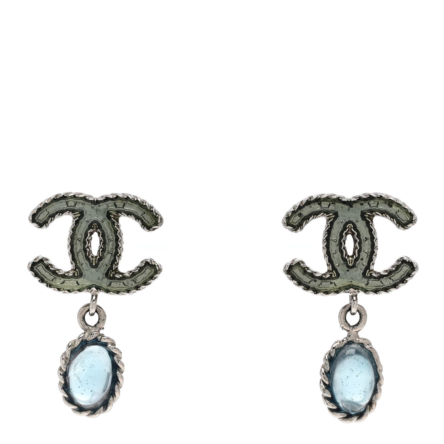 Resin CC Drop Earrings Blue Silver