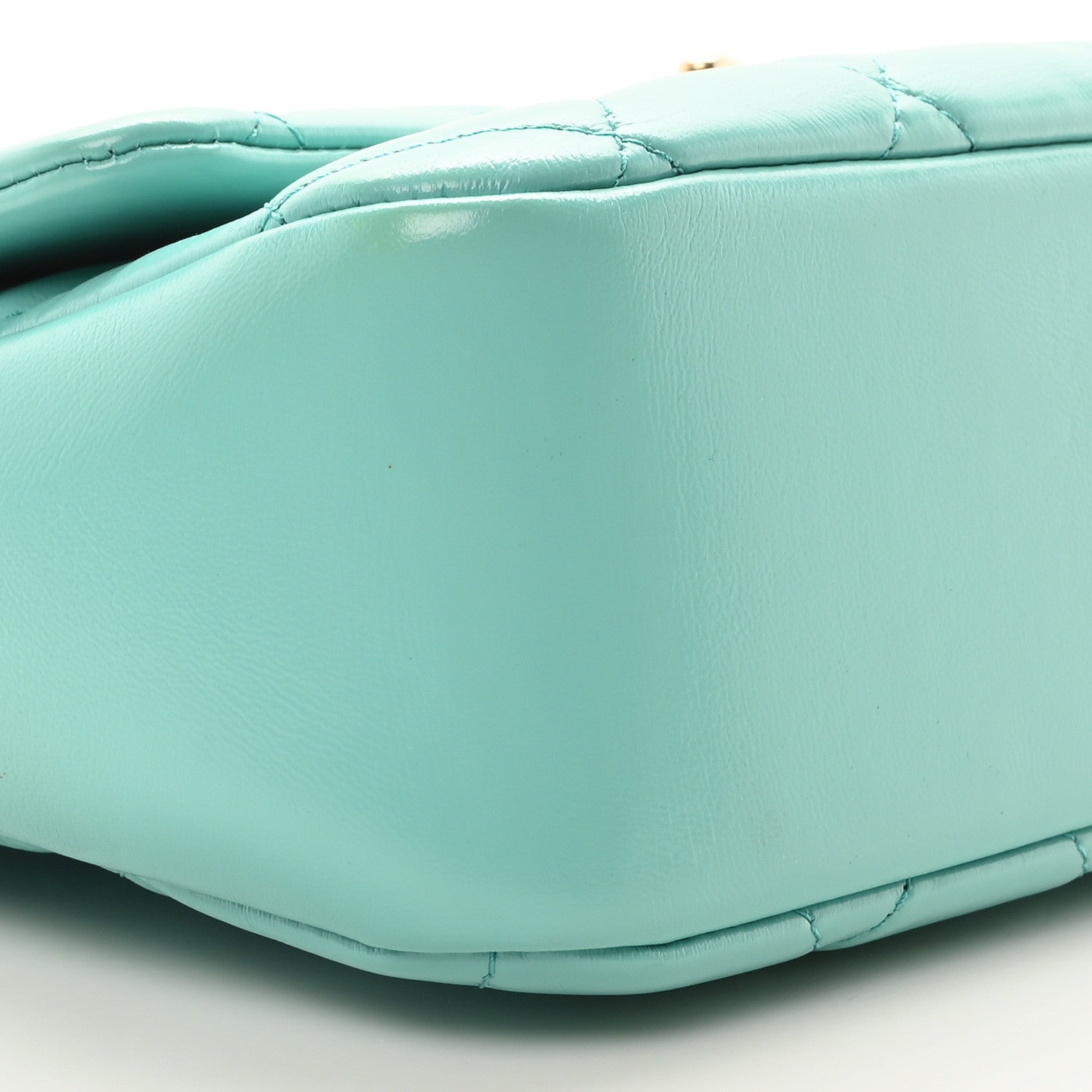 Shiny Lambskin Quilted Coco Trip Flap Bag Turquoise