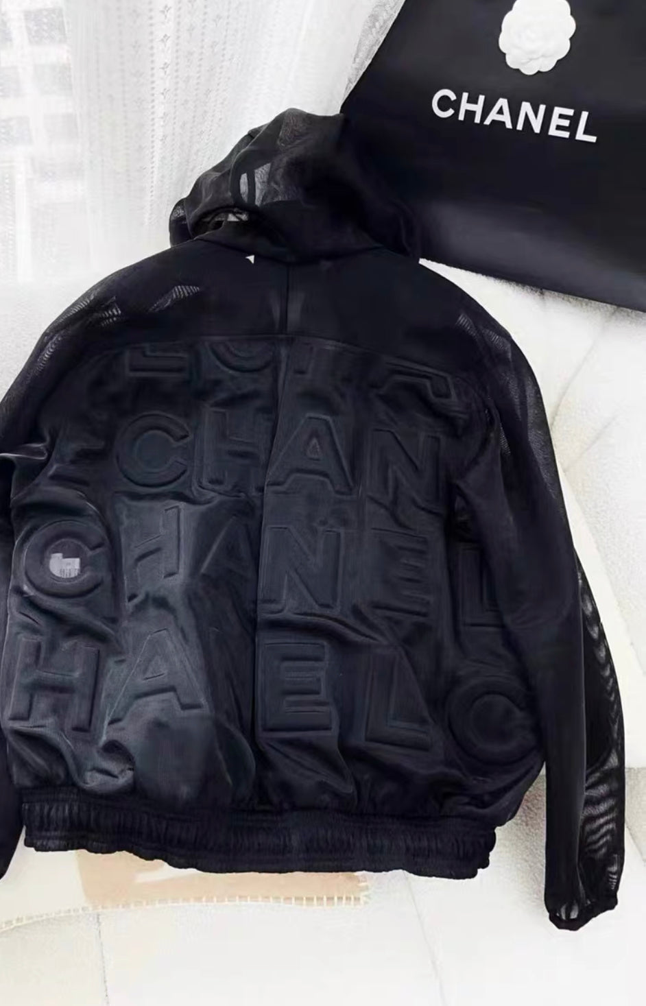 Chanel 19P black embossed Cc letters jacket size 36
