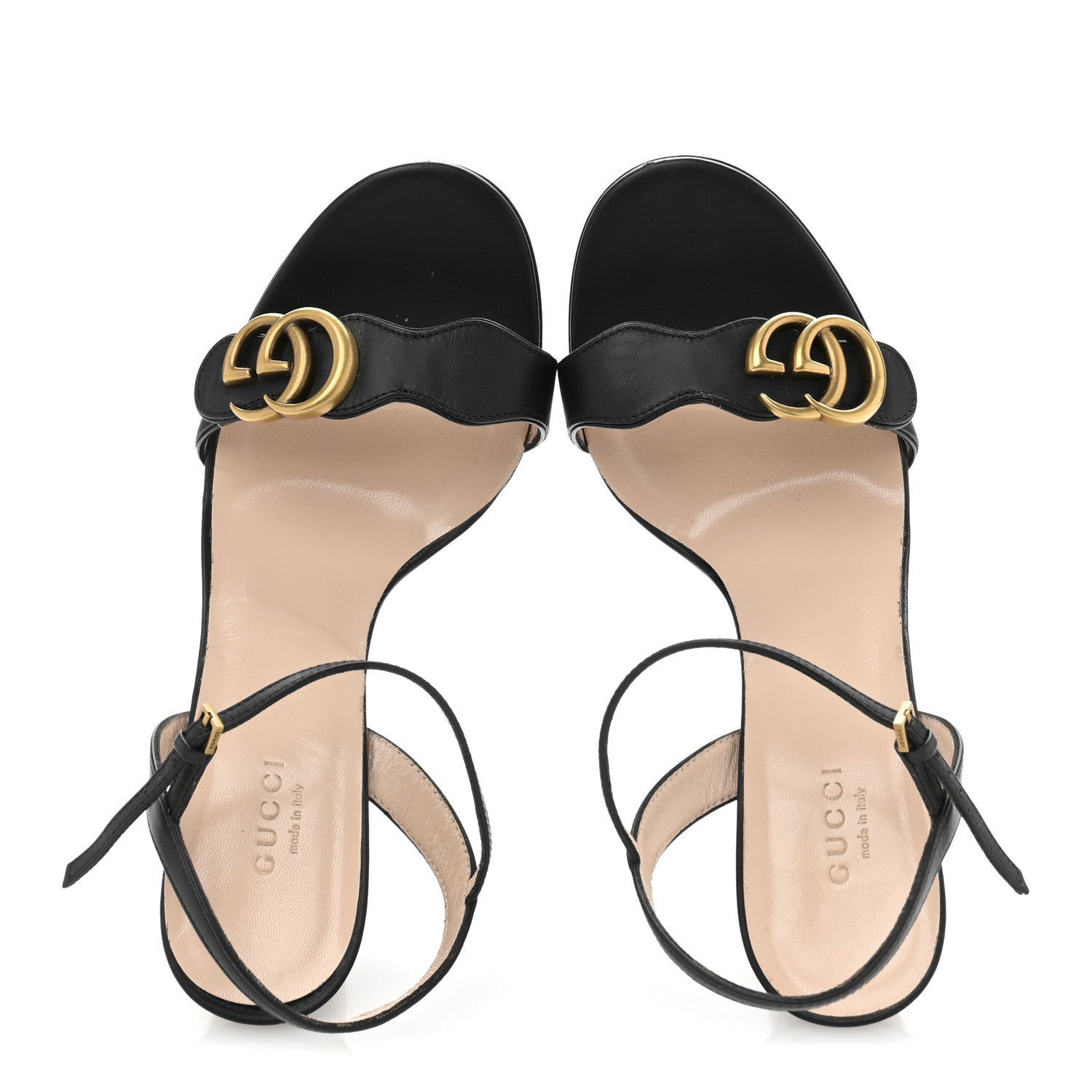 Lifford Calfskin GG Marmont Ankle Wrap 105mm Sandals 38.5 Black