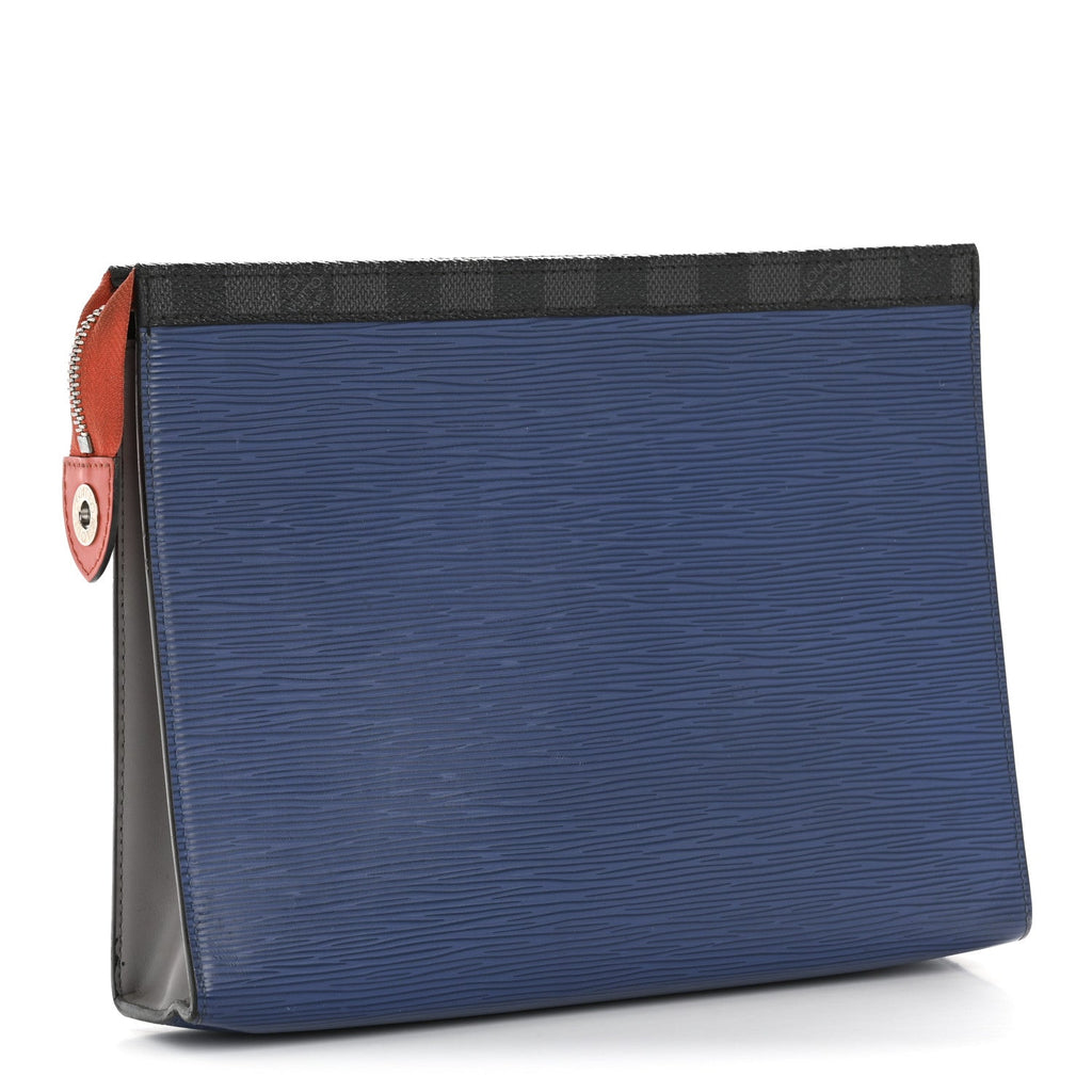 Epi Damier Graphite Pochette Voyage MM  Blue Grey