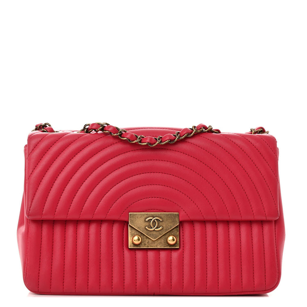 Lambskin Borse Romane Single Flap Dark Pink