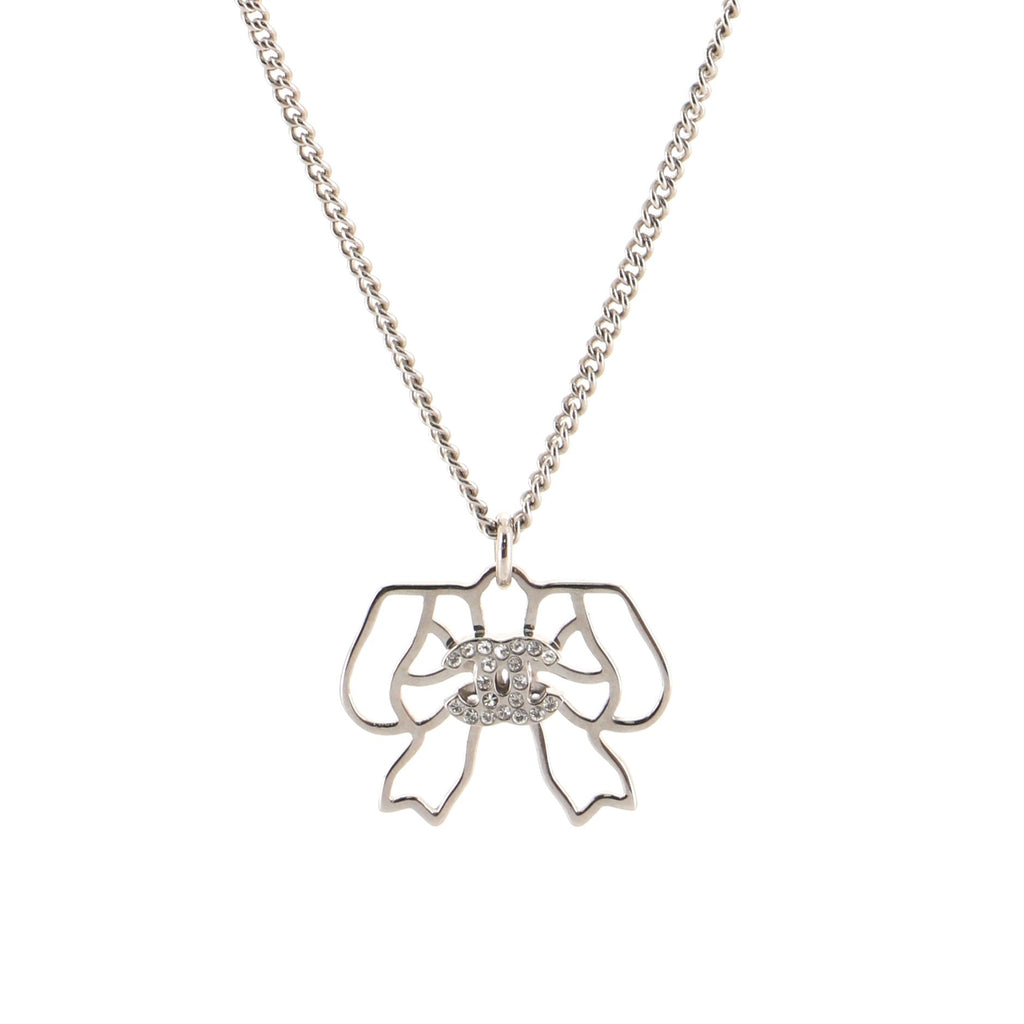 CC Bow Necklace Crystal Embellished Metal