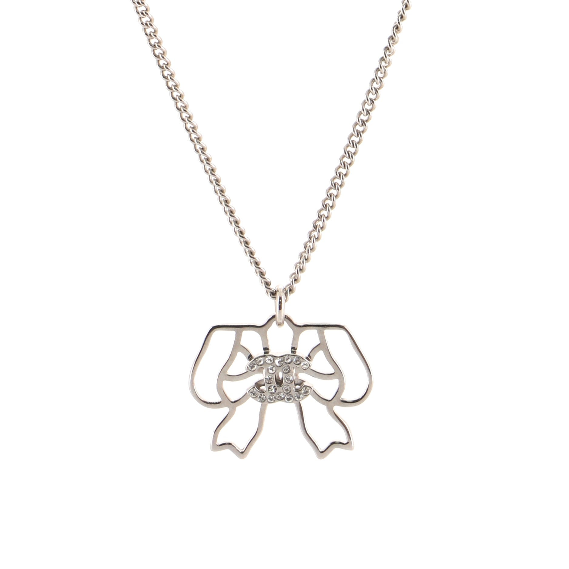 CC Bow Necklace Crystal Embellished Metal