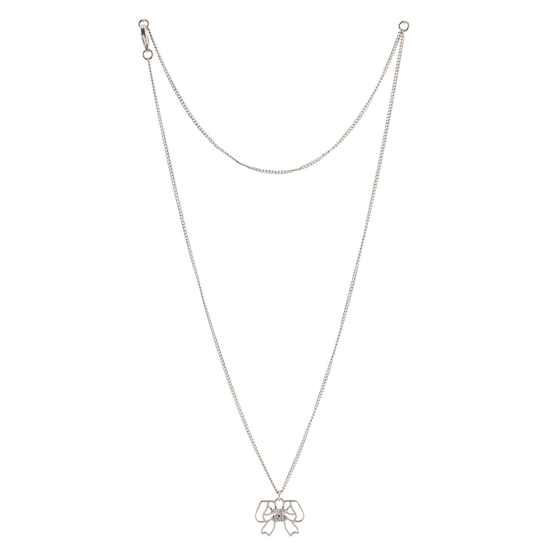 CC Bow Necklace Crystal Embellished Metal
