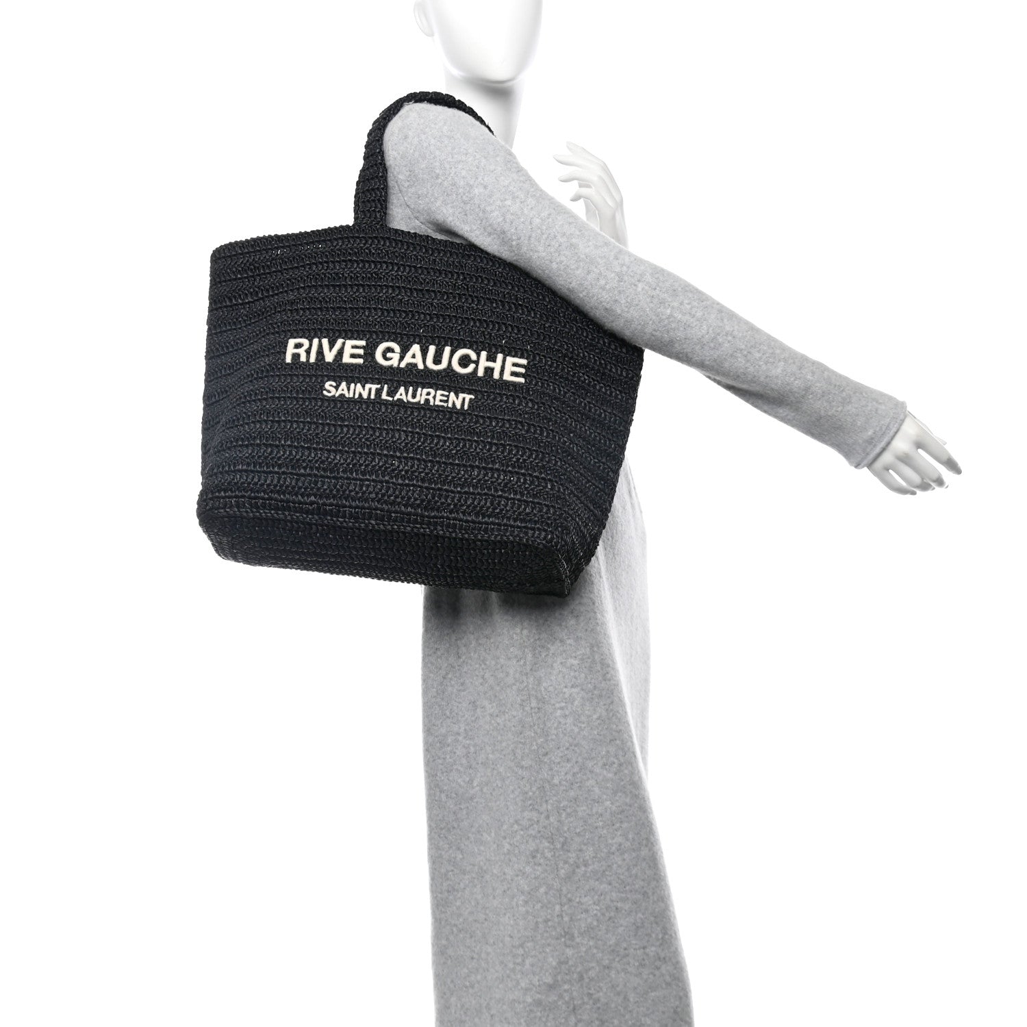 Raffia Rive Gauche Tote Black