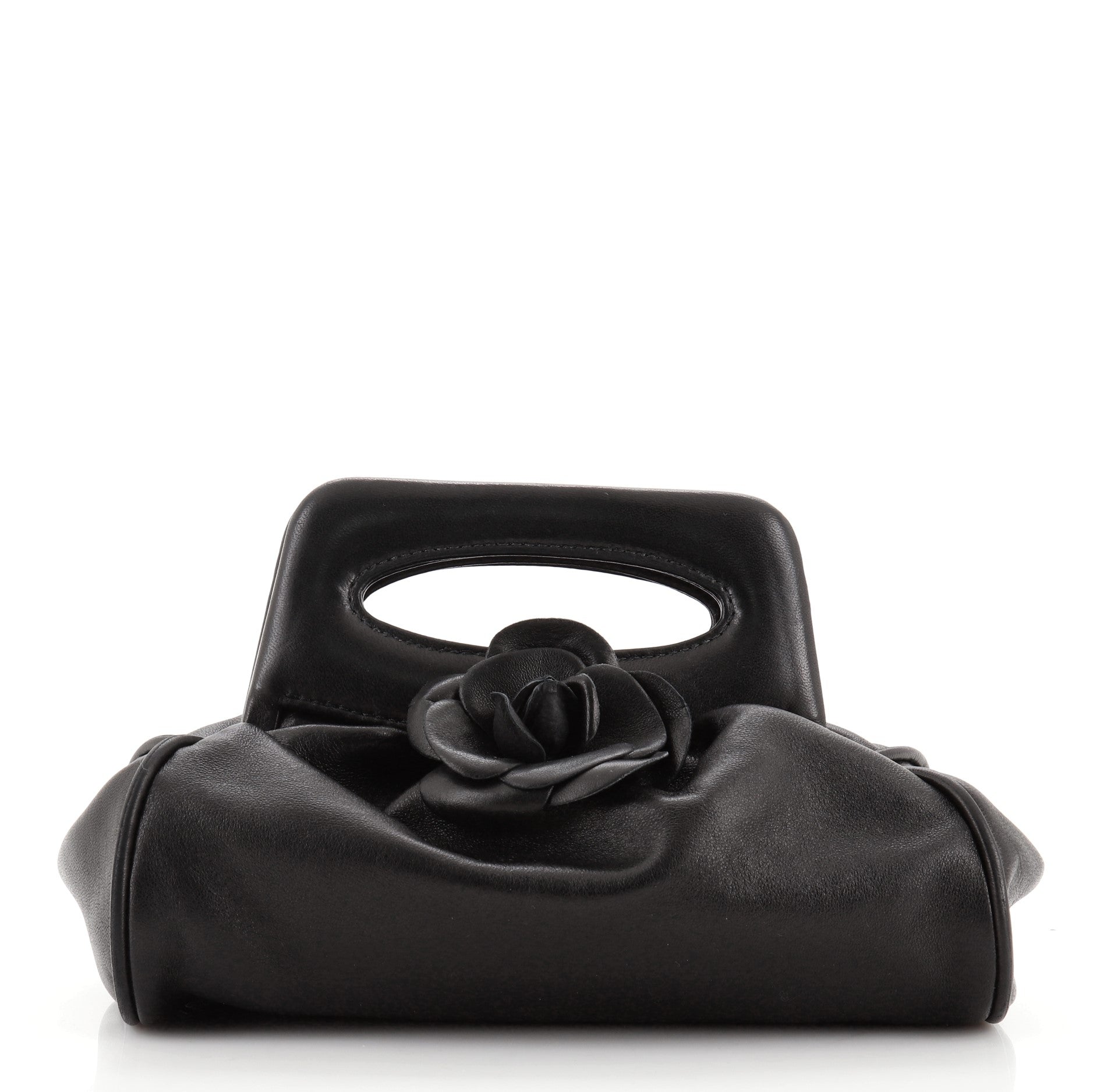 Vintage Camellia Frame Clutch Leather
