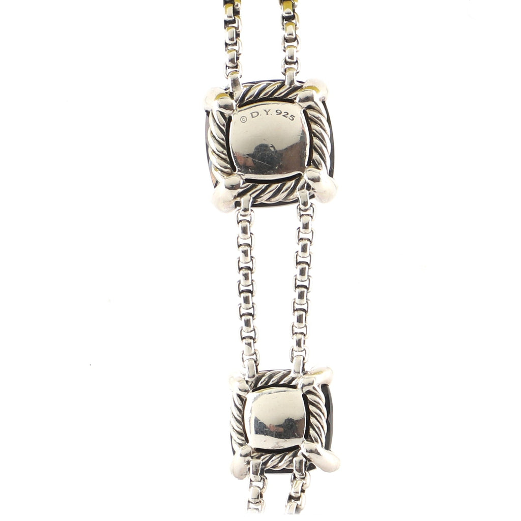 Chatelaine Lariat Necklace Sterling Silver with Onyx and Diamonds