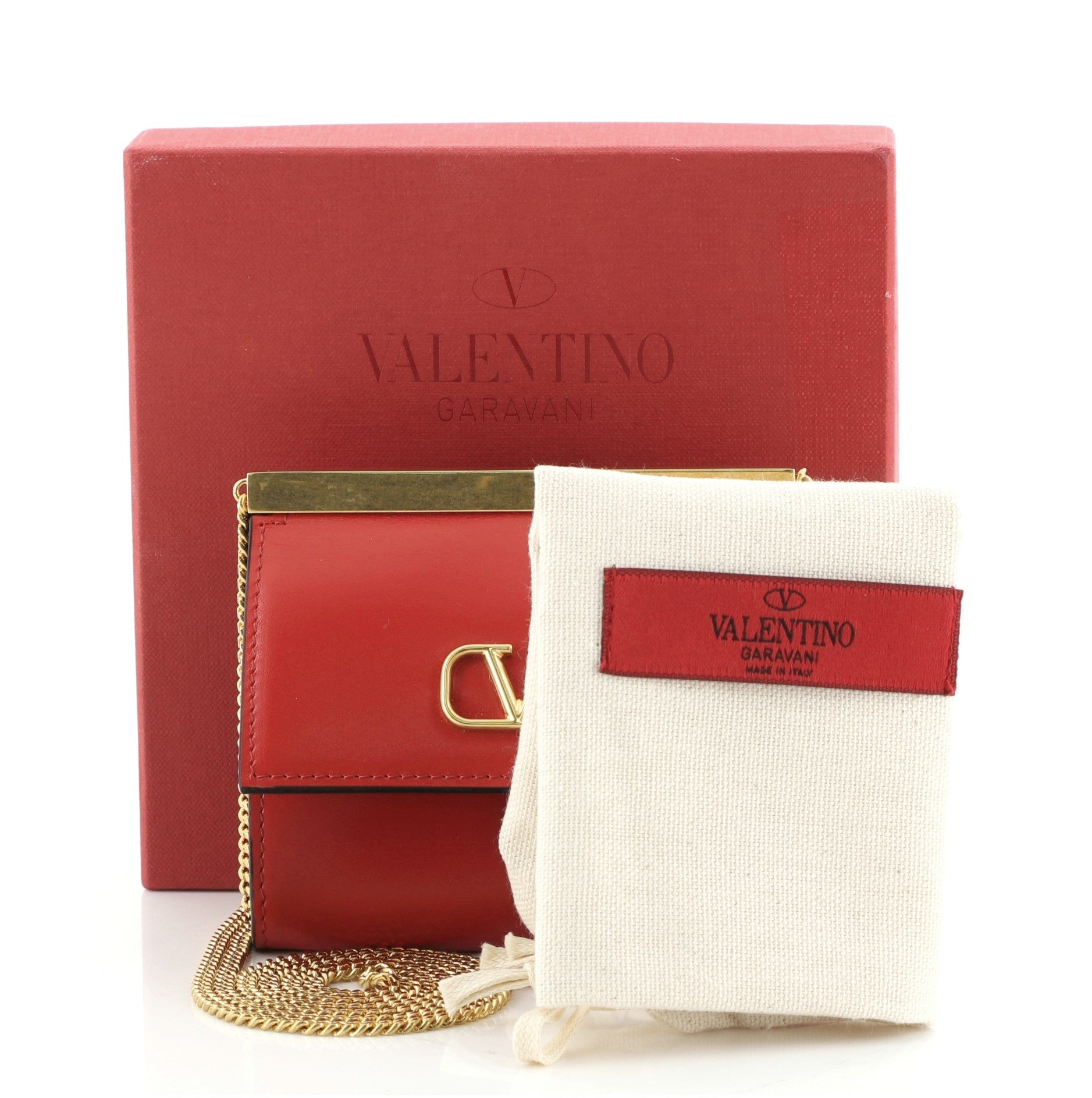 Vlogo Bar Frame Clutch Leather Mini